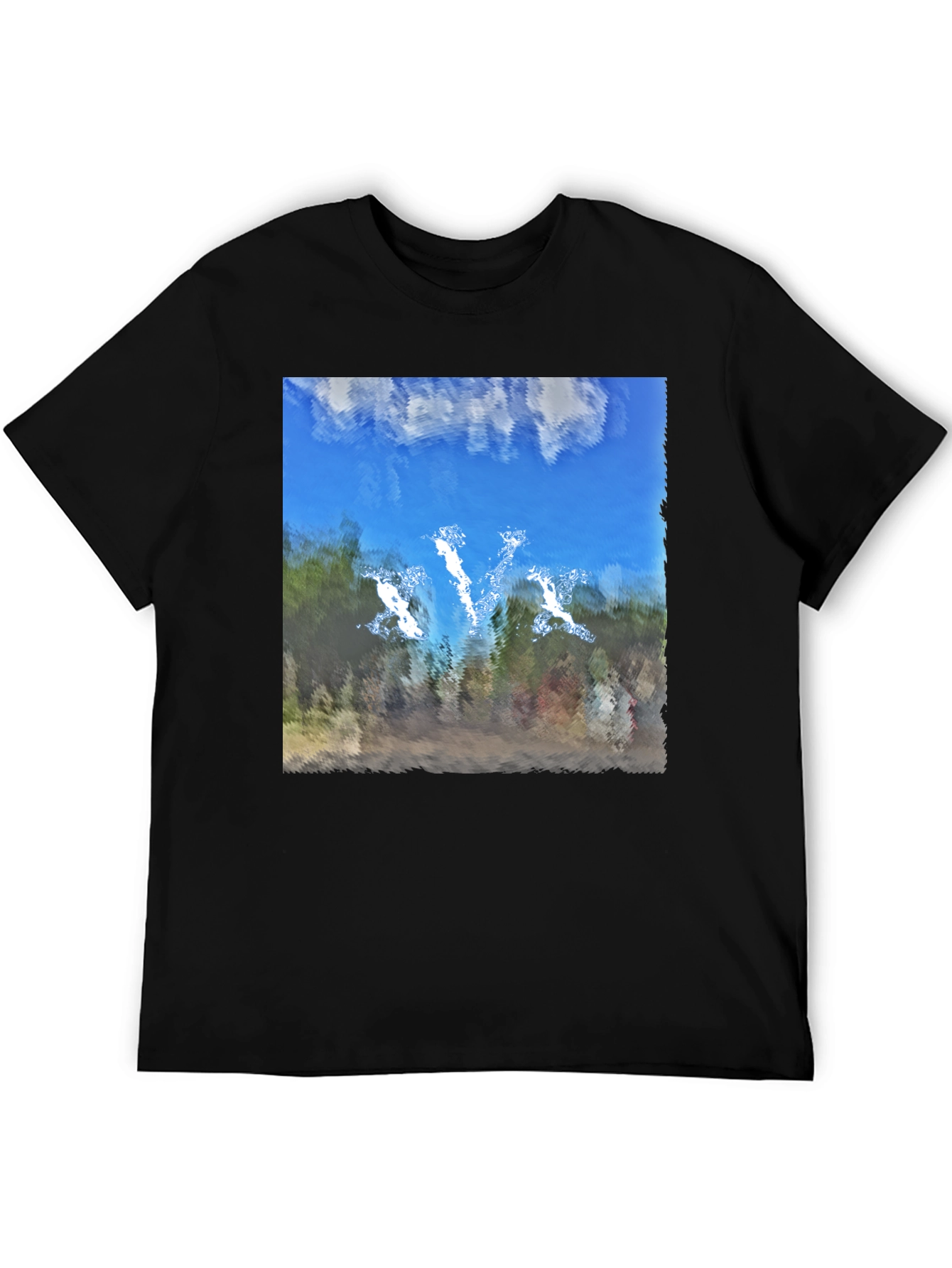 Black Abstract Sky Graphic Black T-Shirt view 5