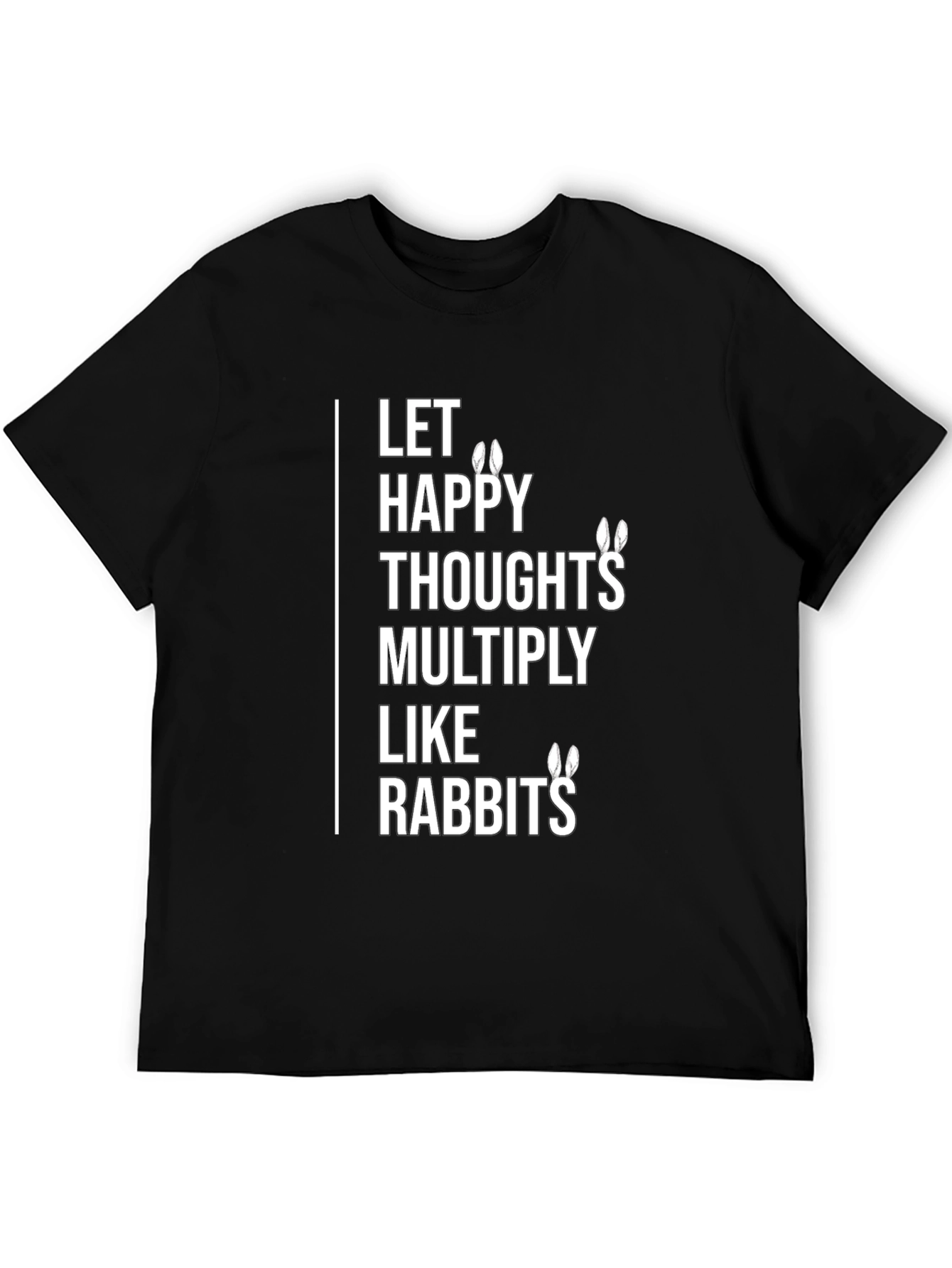 Black Happy Thoughts Rabbit T-Shirt - Multiply the Joy! view 5