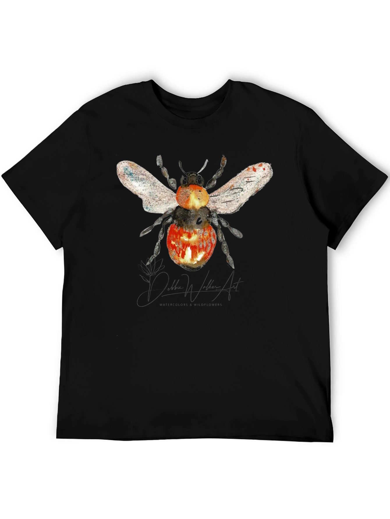 Black Bee Graphic T-Shirt - Artistic Watercolor Design view 5