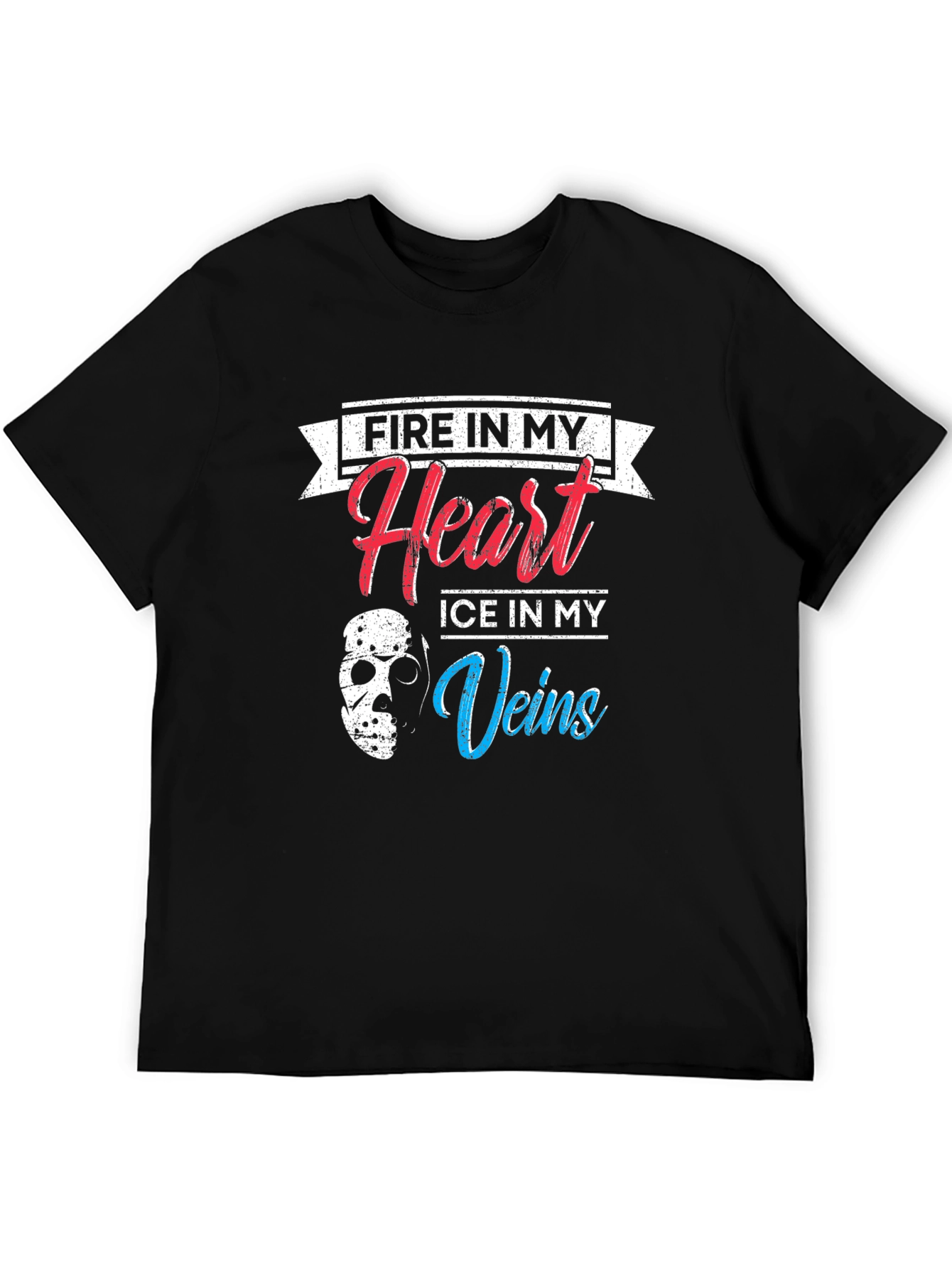 Black Fire Heart Ice Veins Graphic T-Shirt view 5