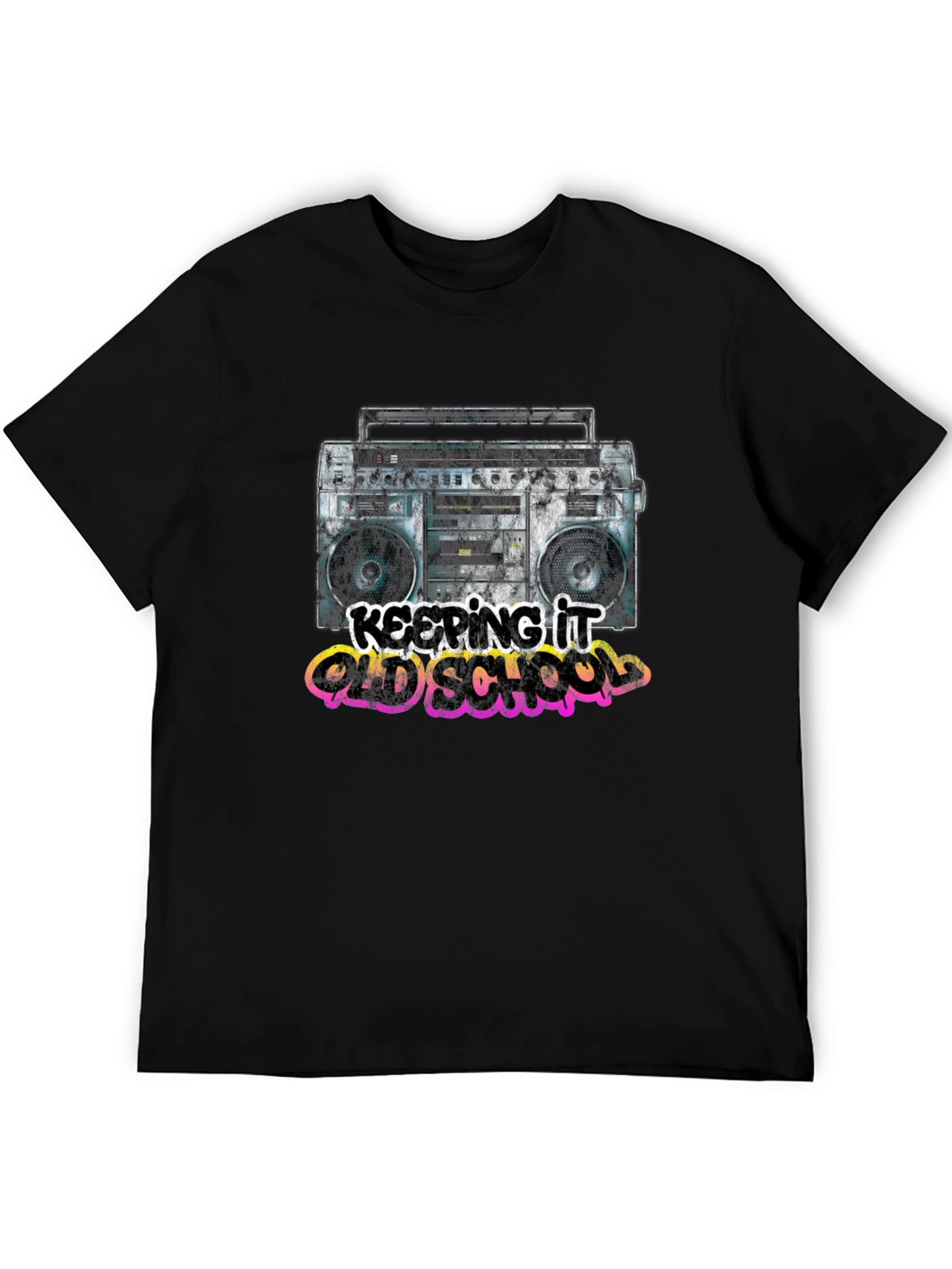 Black Retro Boombox T-Shirt - Keeping It Old School view 5