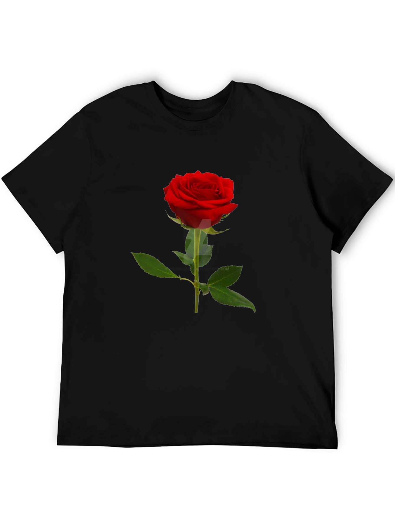Black Classic Red Rose T-Shirt - Elegant Floral Design view 5