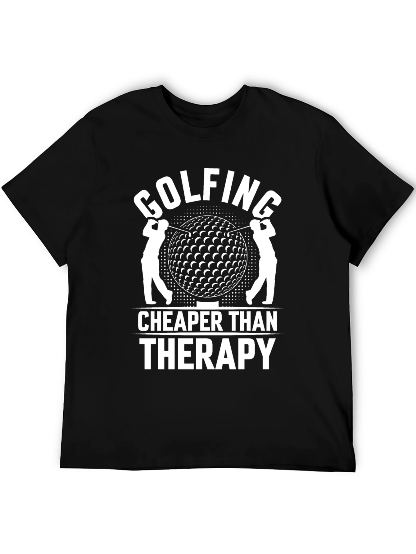 Black Golfing Cheaper Than Therapy Black Graphic Tee view 5