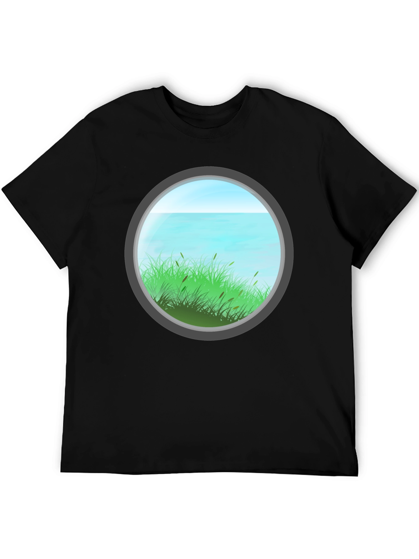 Black Nature View Graphic Tee - Black Cotton Blend view 5