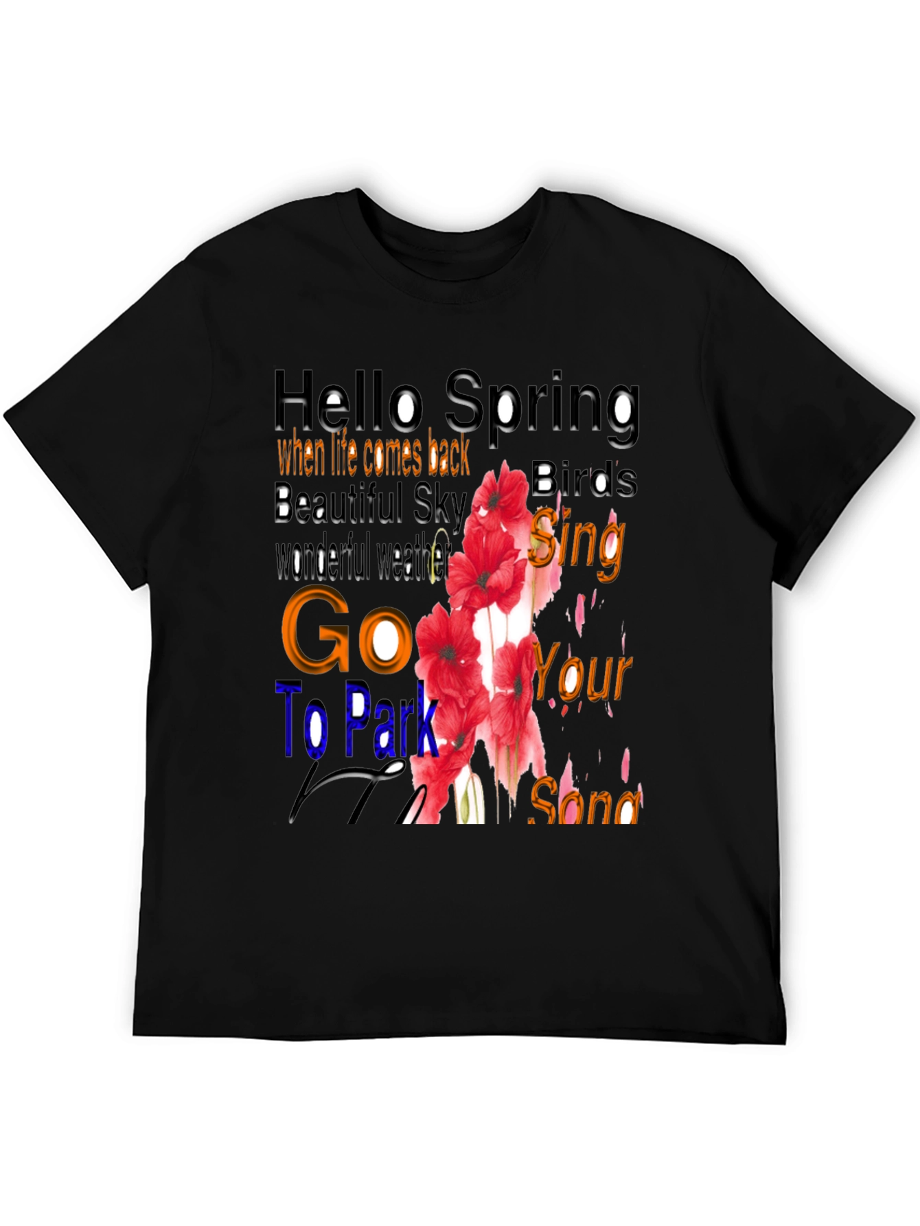 Black Hello Spring Floral Graphic T-Shirt view 5