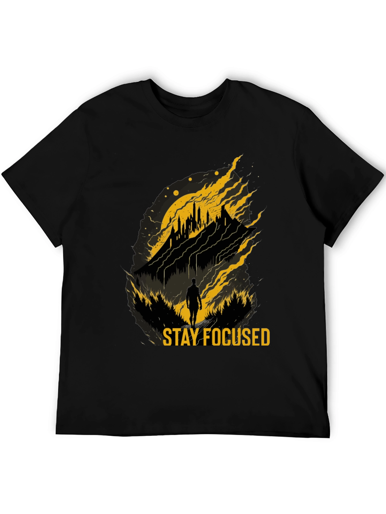 Black Stay Focused Graphic T-Shirt - Inspiring Design view 5