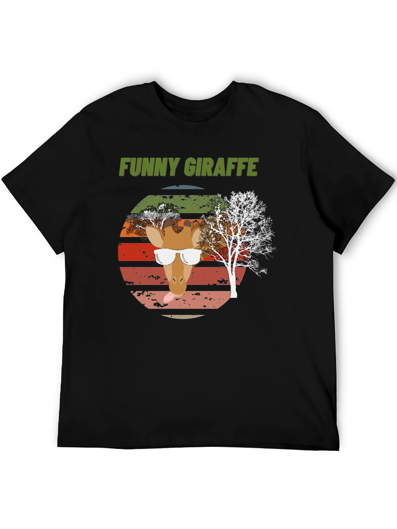Black Funny Giraffe Graphic Tee - Unique Design view 5