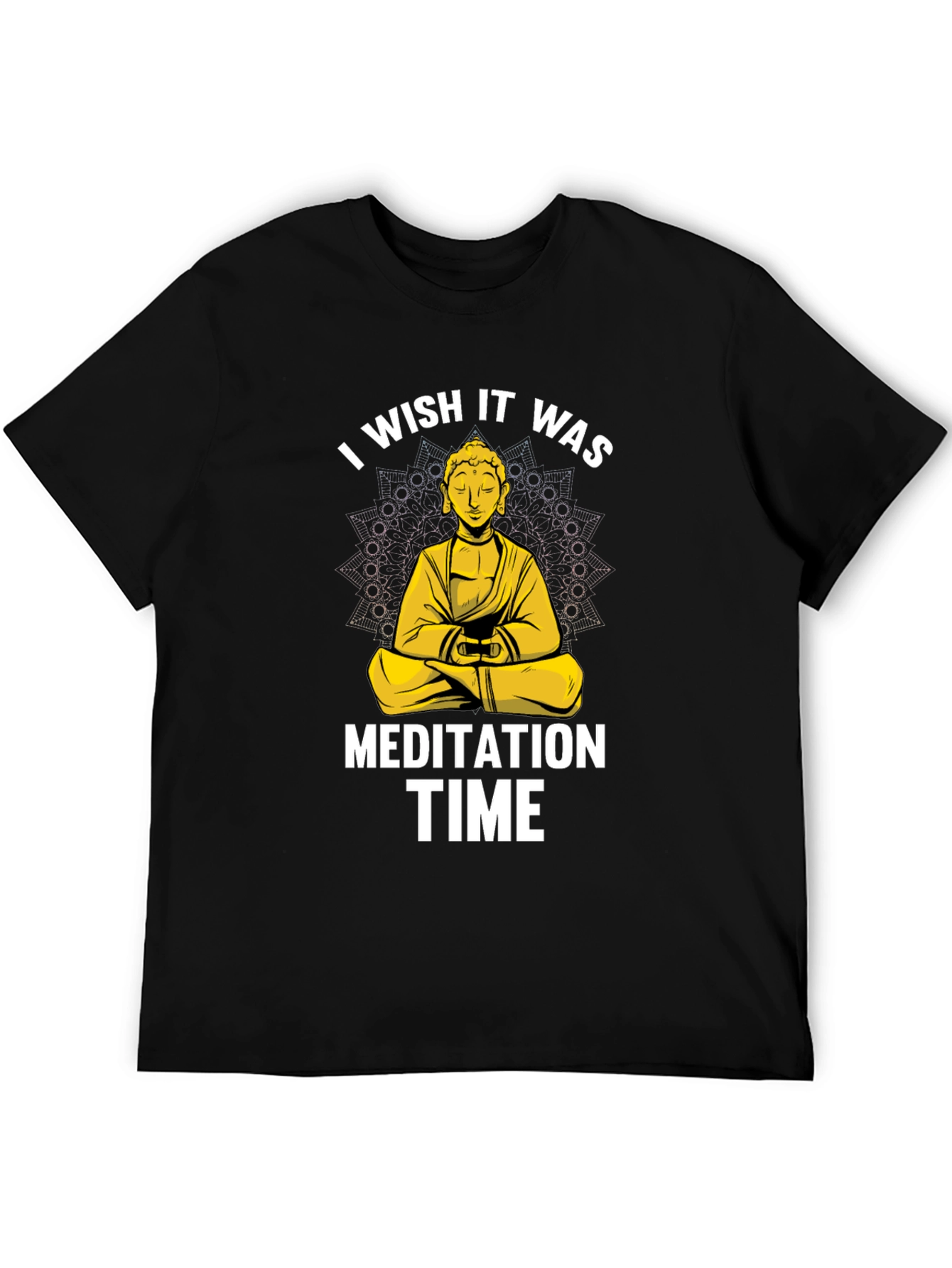 Black Meditation Time Buddha Graphic T-Shirt Relaxed Fit view 5
