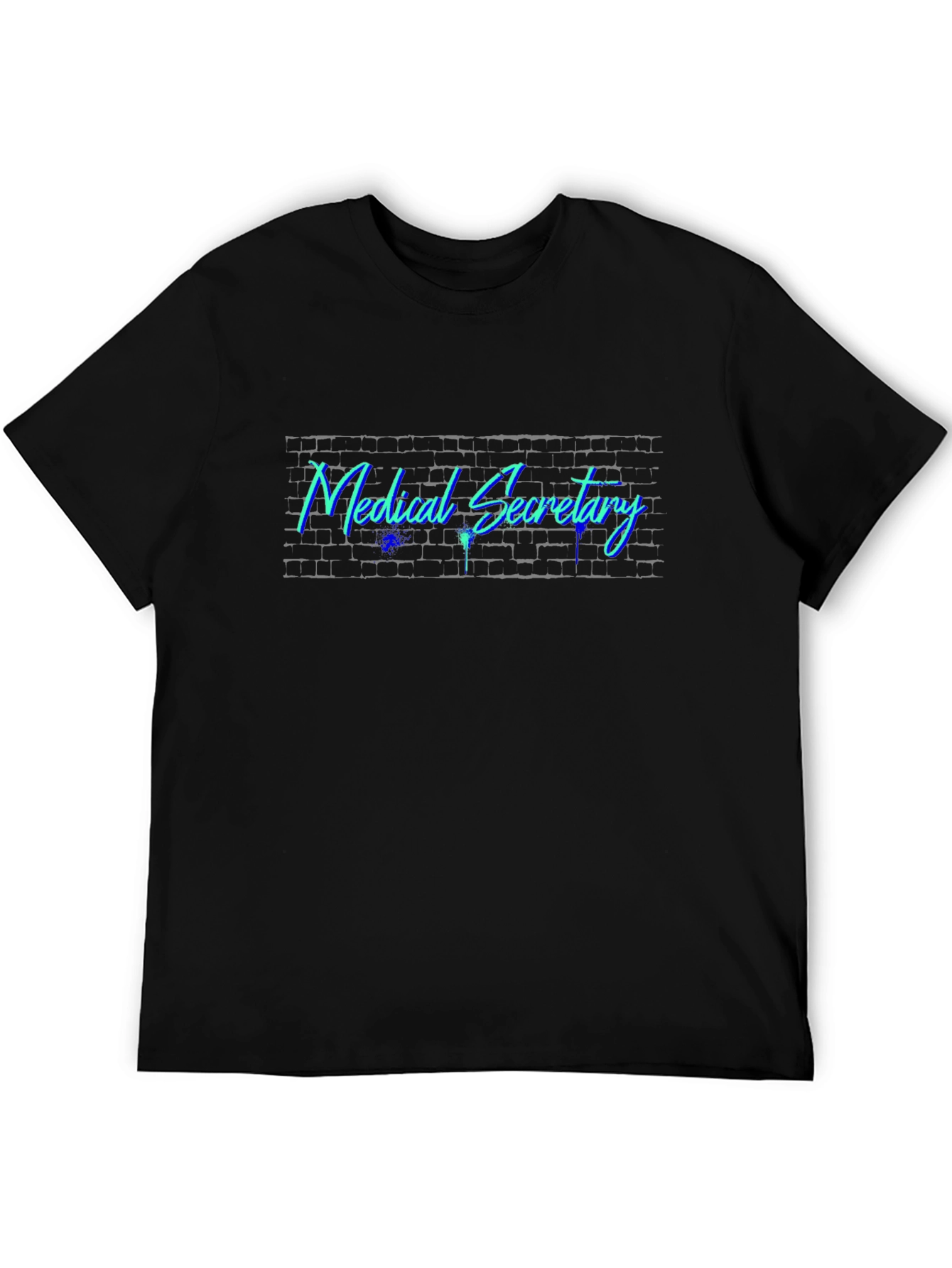 Black Medical Secretary Tee - Neon Brick Design view 5