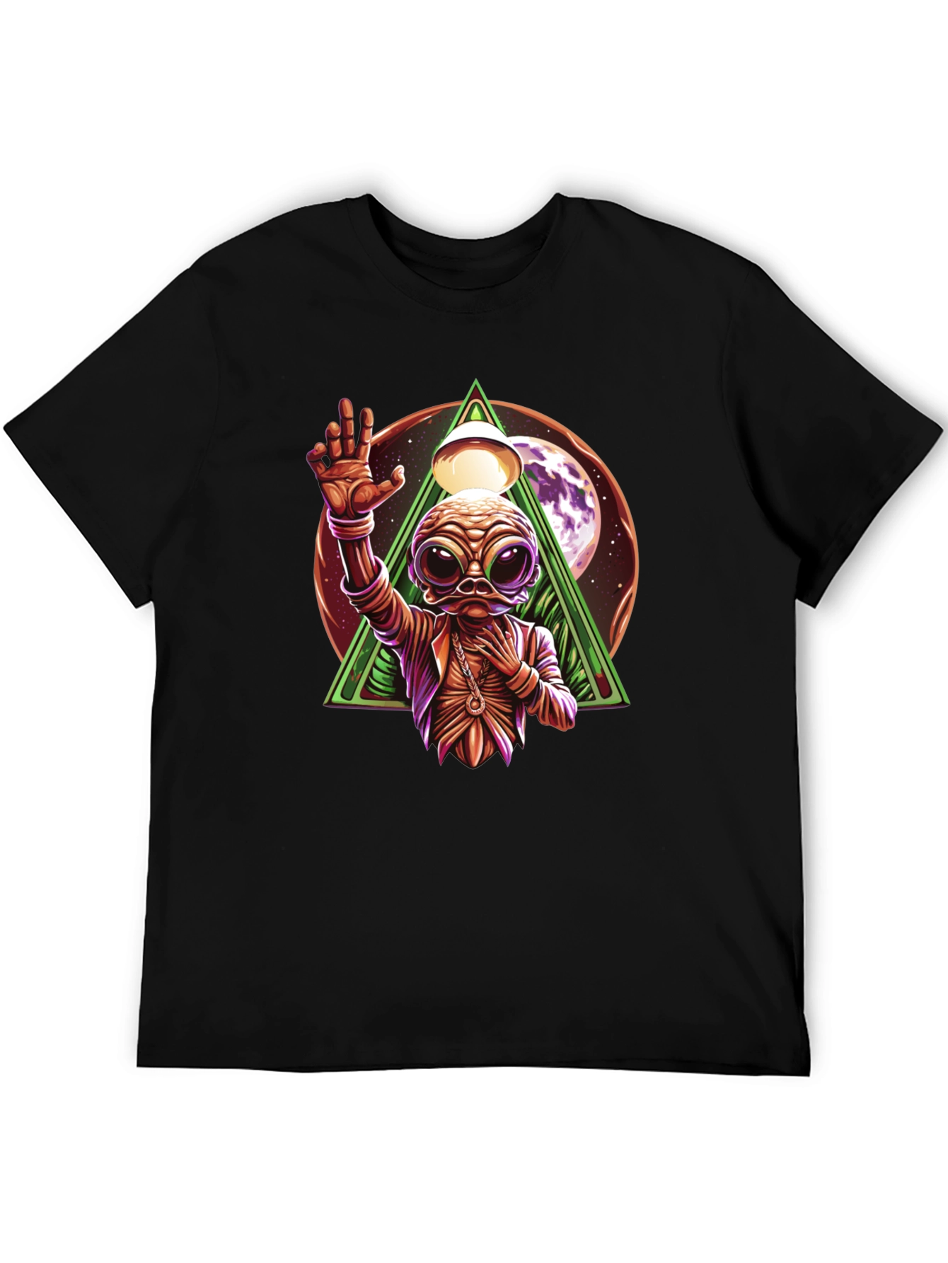 Black Alien Graphic Black T-Shirt - Unique Design view 5