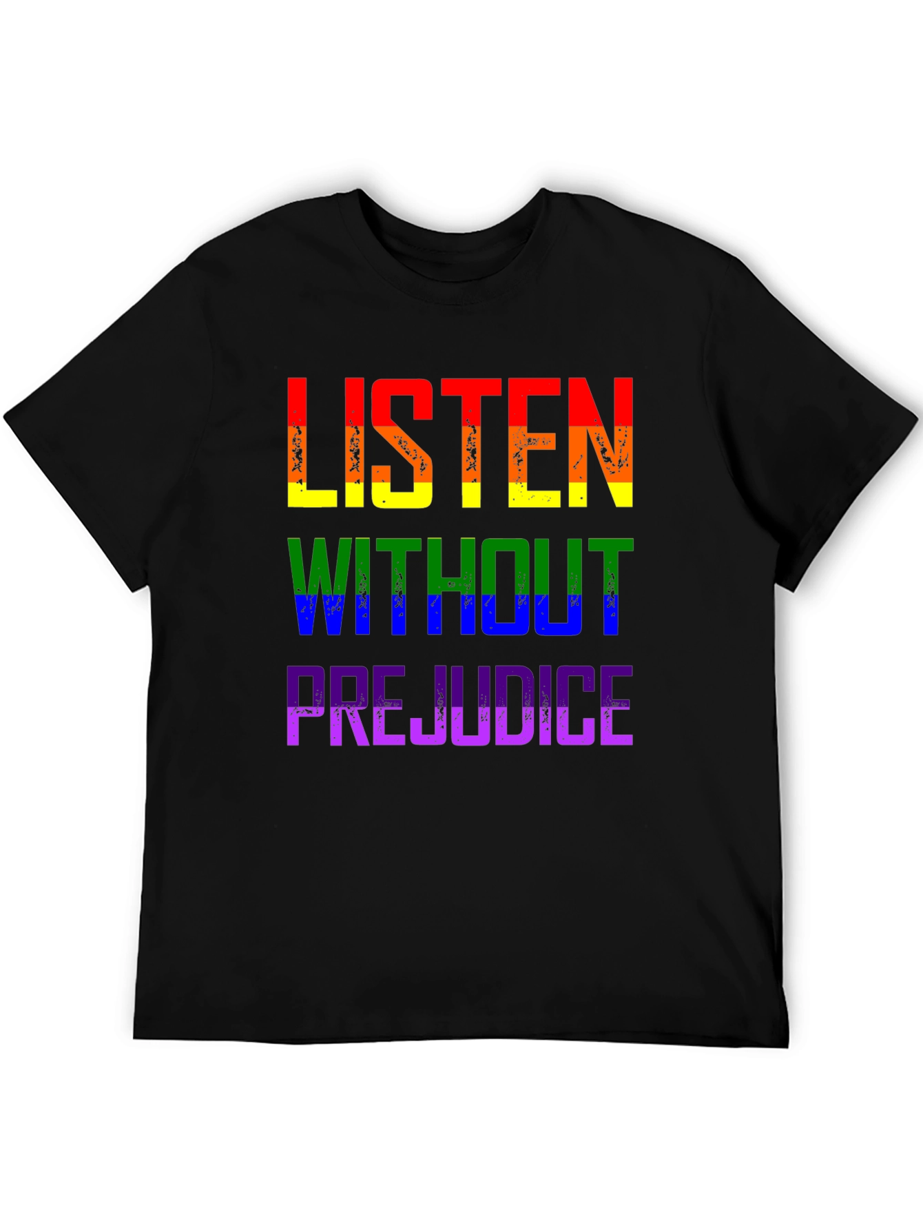 Black Listen Without Prejudice Pride Tee view 5