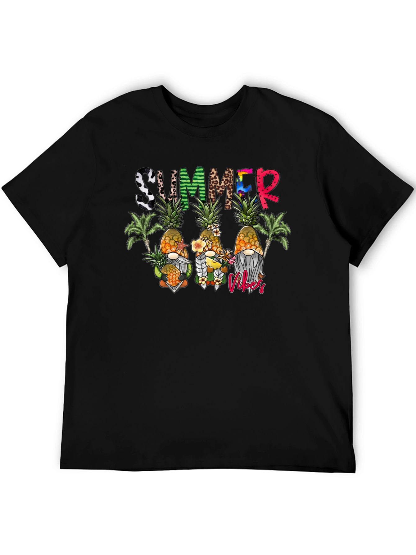 Black Summer Vibes Gnomes T-Shirt view 5