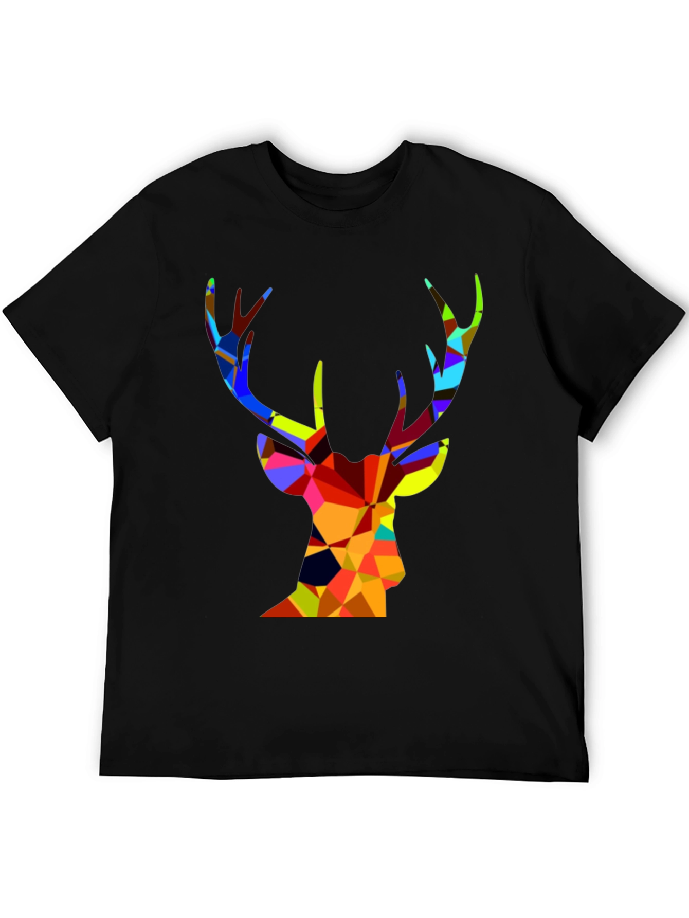 Black Geometric Deer Graphic T-Shirt view 5