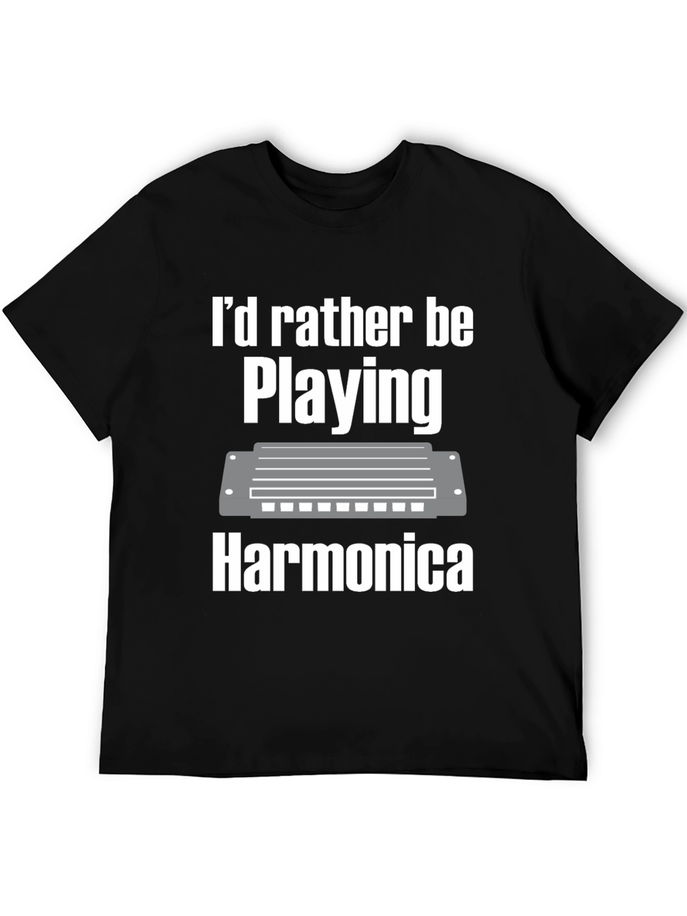 Black Harmonica Player T-Shirt view 5