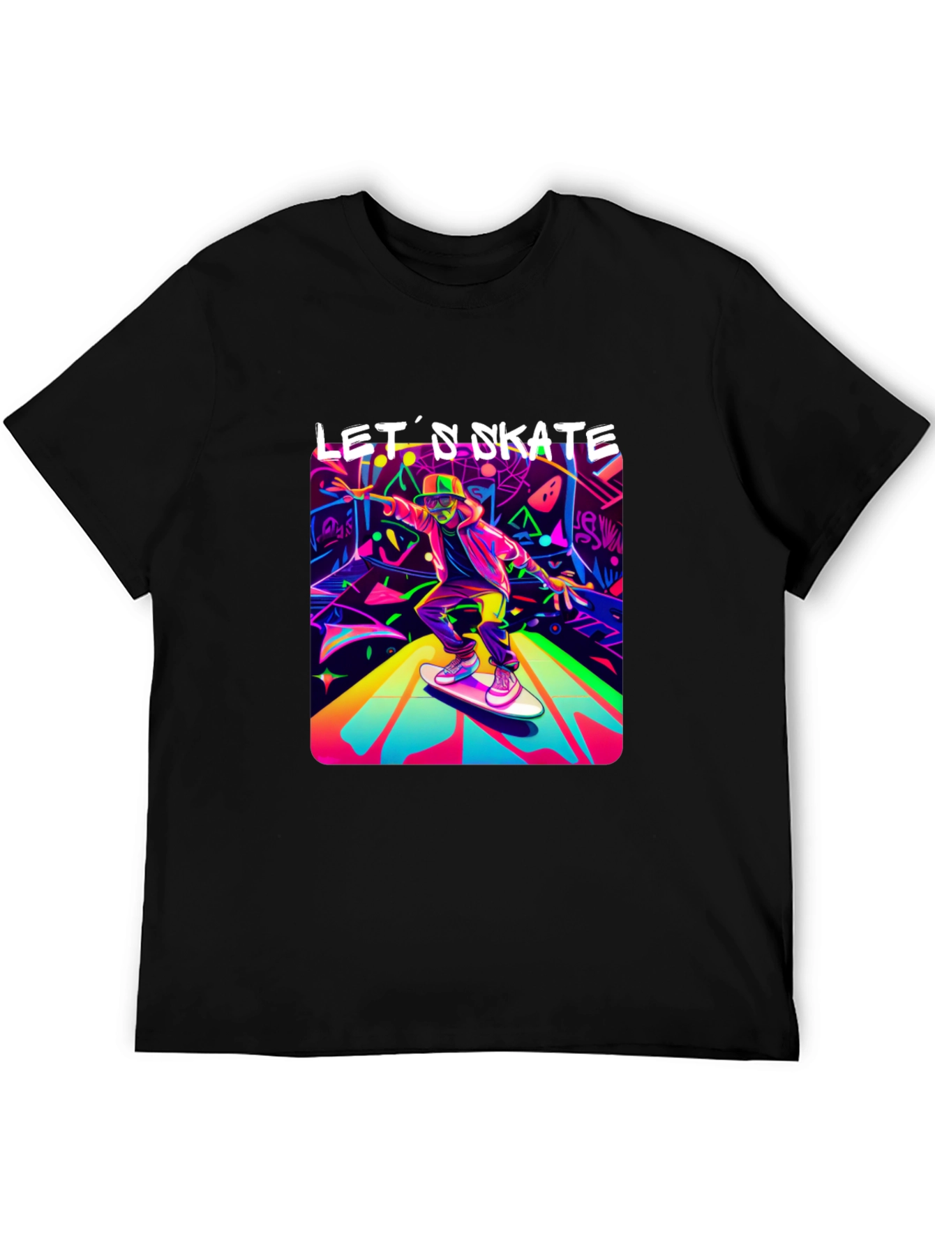 Black Let's Skate Graphic Tee view 5