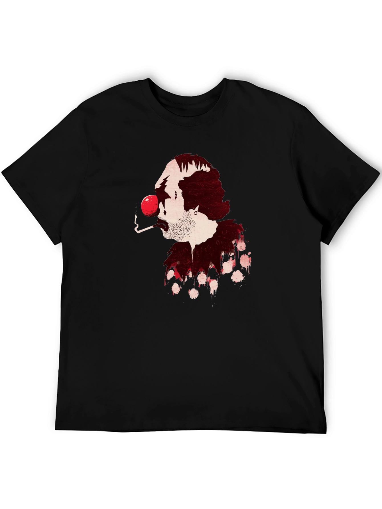 Black Smoking Clown Graphic Black T-Shirt view 5