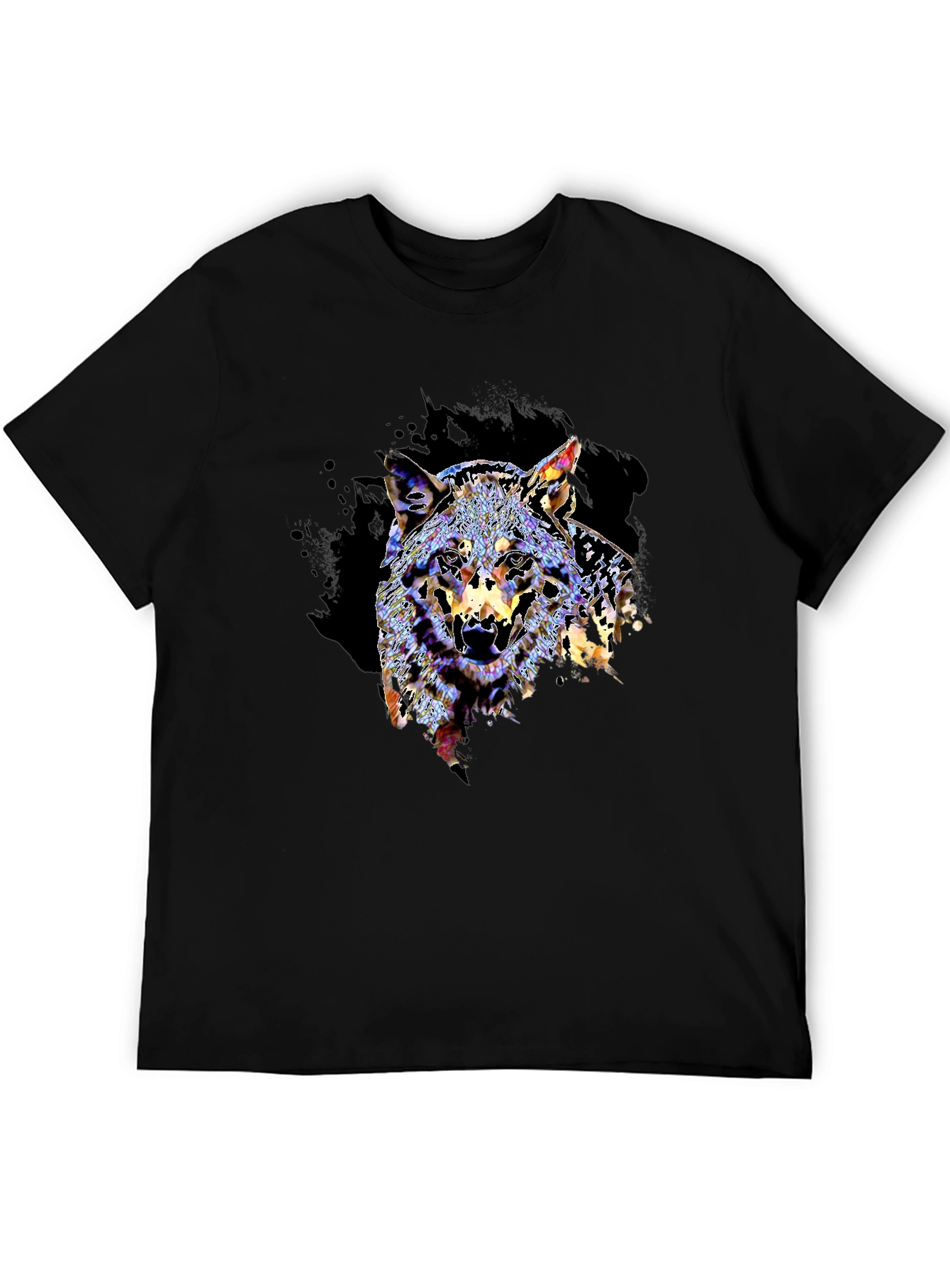 Black Wolf Graphic Print Black T-Shirt view 5
