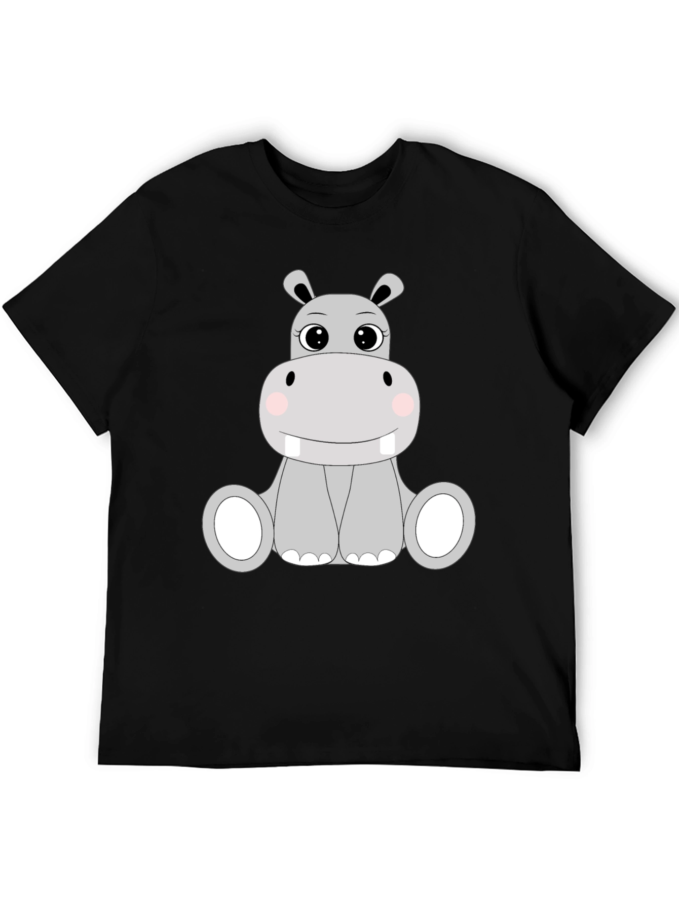 Black Cute Hippo Graphic Tee - Black view 5
