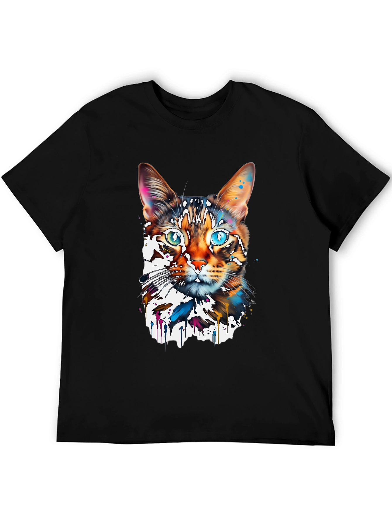 Black Abstract Cat Graphic Tee - Modern Art T-Shirt view 5