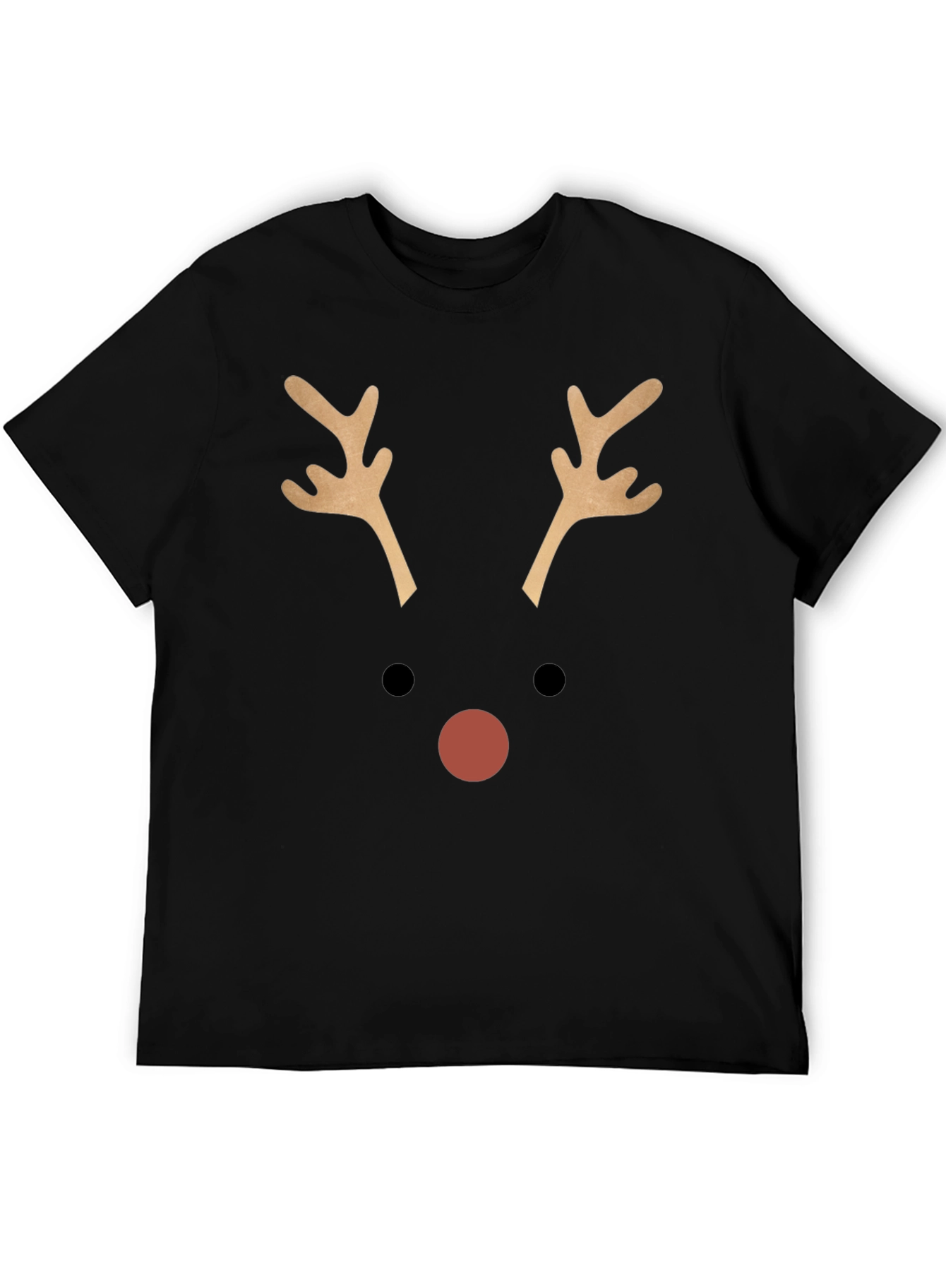 Black Reindeer Face Graphic T-Shirt - Christmas Holiday Tee view 5
