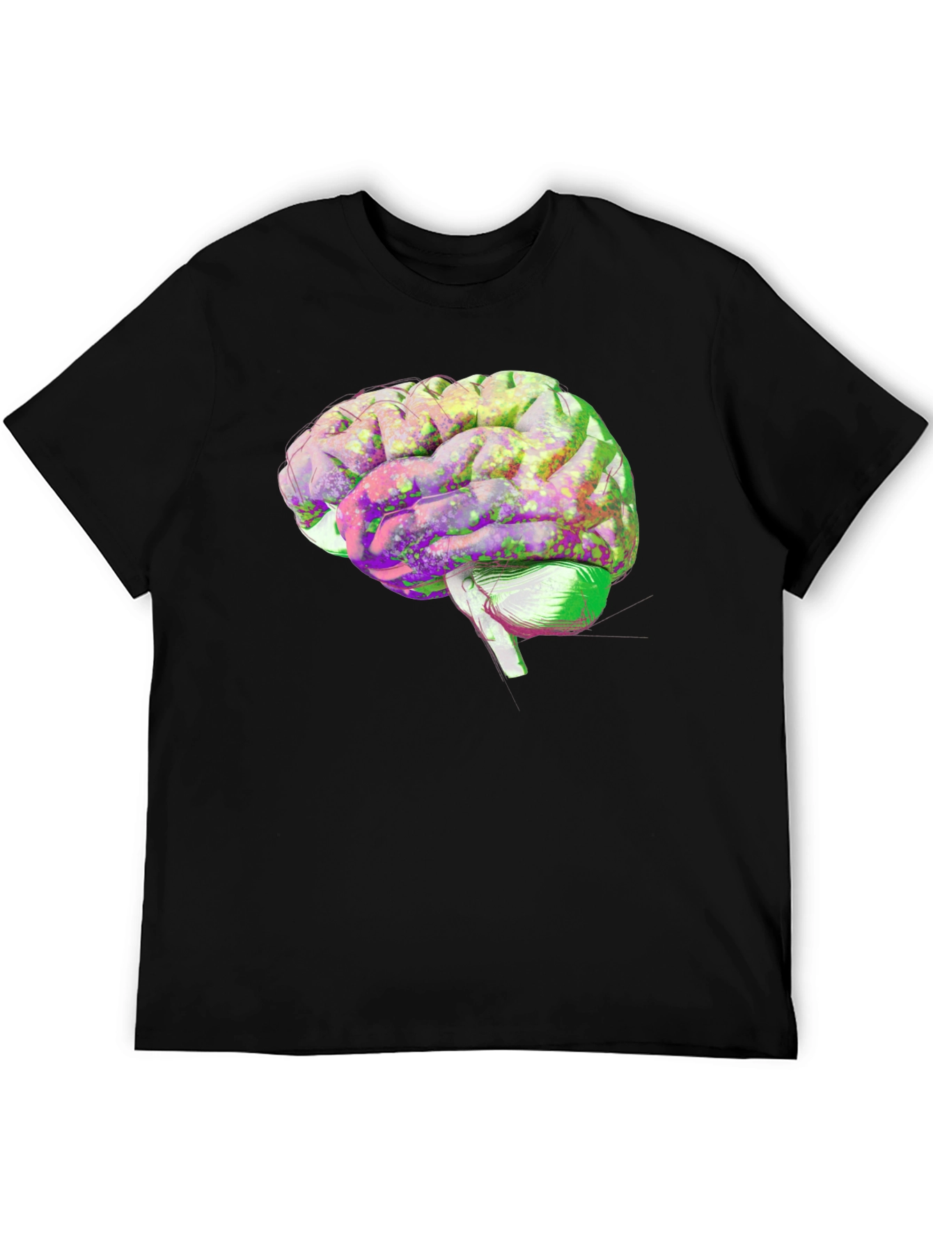 Black Brain Graphic Print Black Cotton T-Shirt view 5