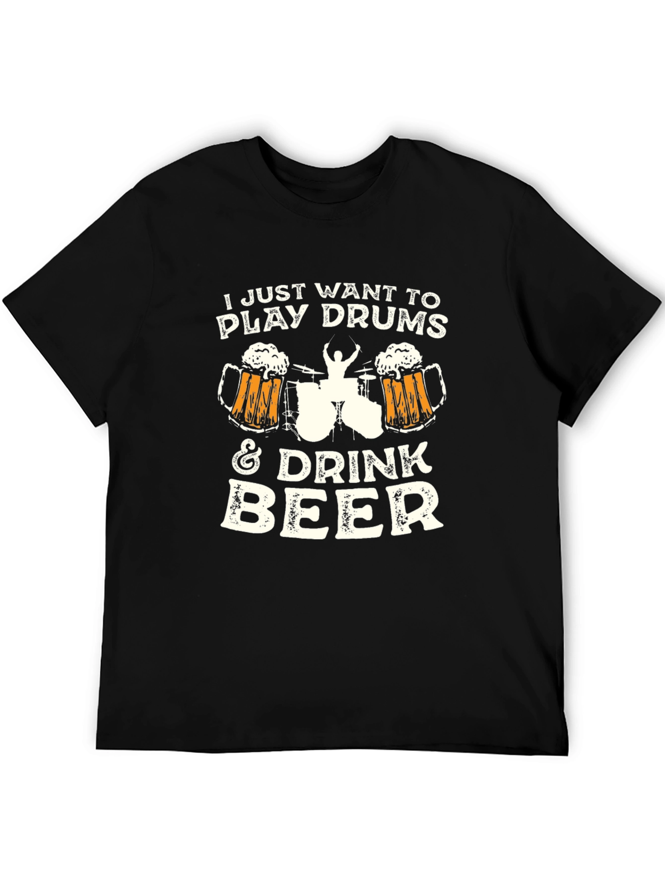 Black Play Drums & Drink Beer Graphic T-Shirt view 5