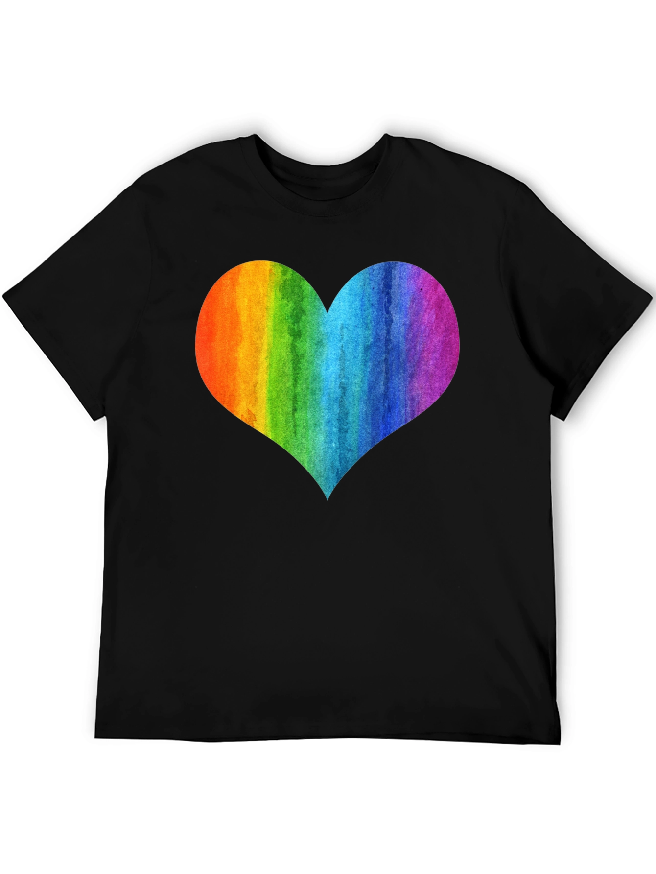 Black Rainbow Heart Graphic Black T-Shirt view 5