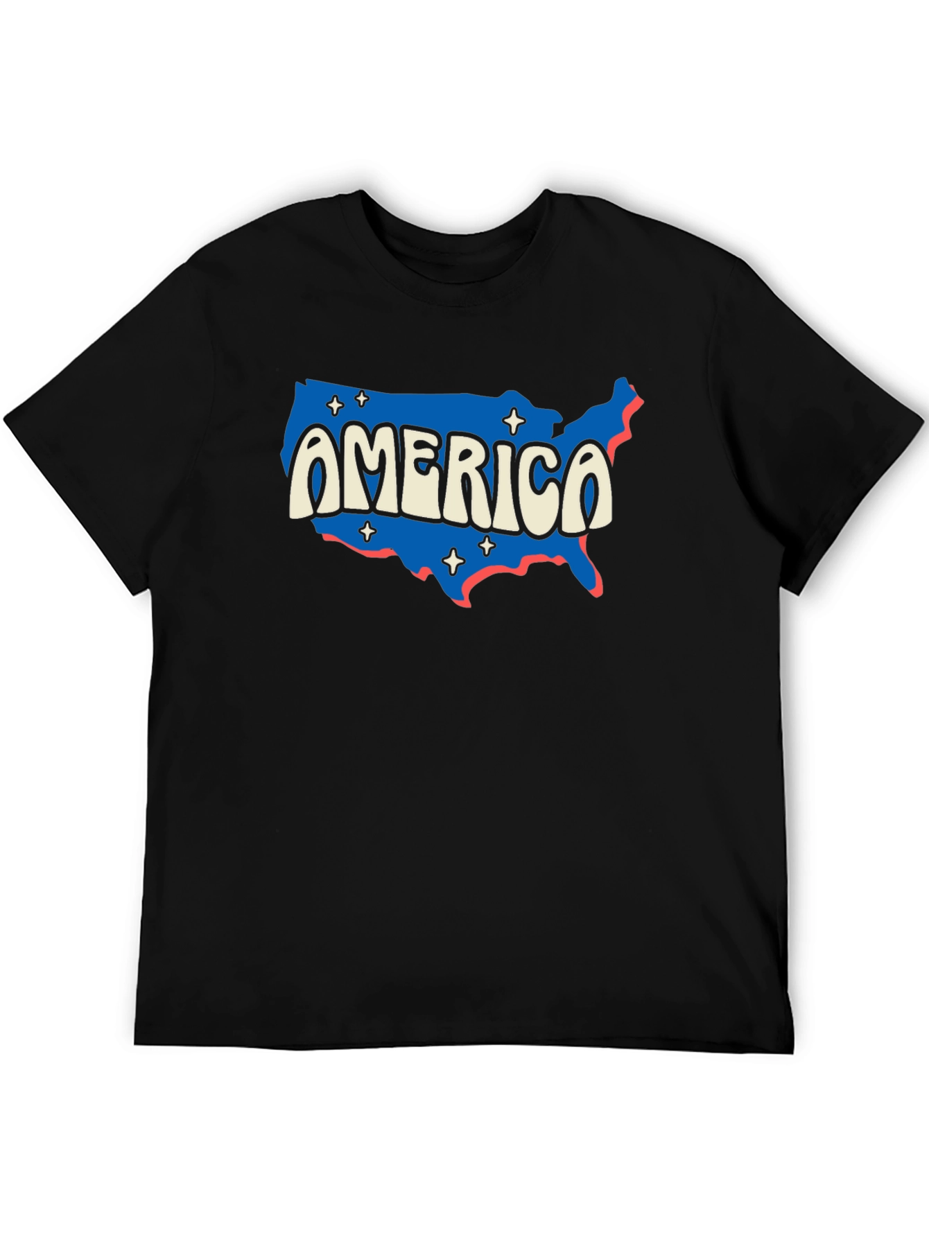 Black Retro America Map Graphic T-Shirt view 5