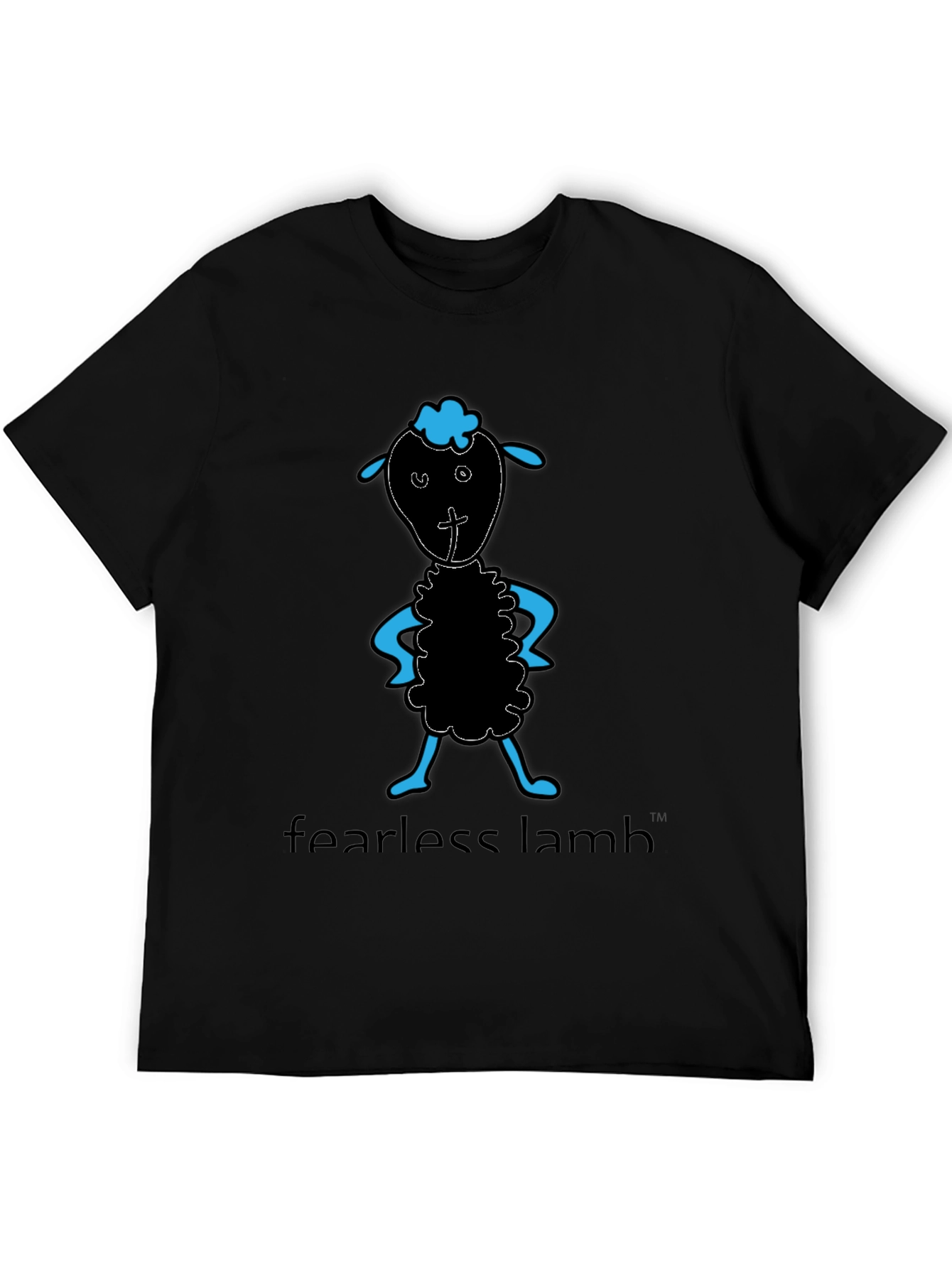 Black Fearless Lamb Graphic Tee - Black Cotton T-Shirt view 5
