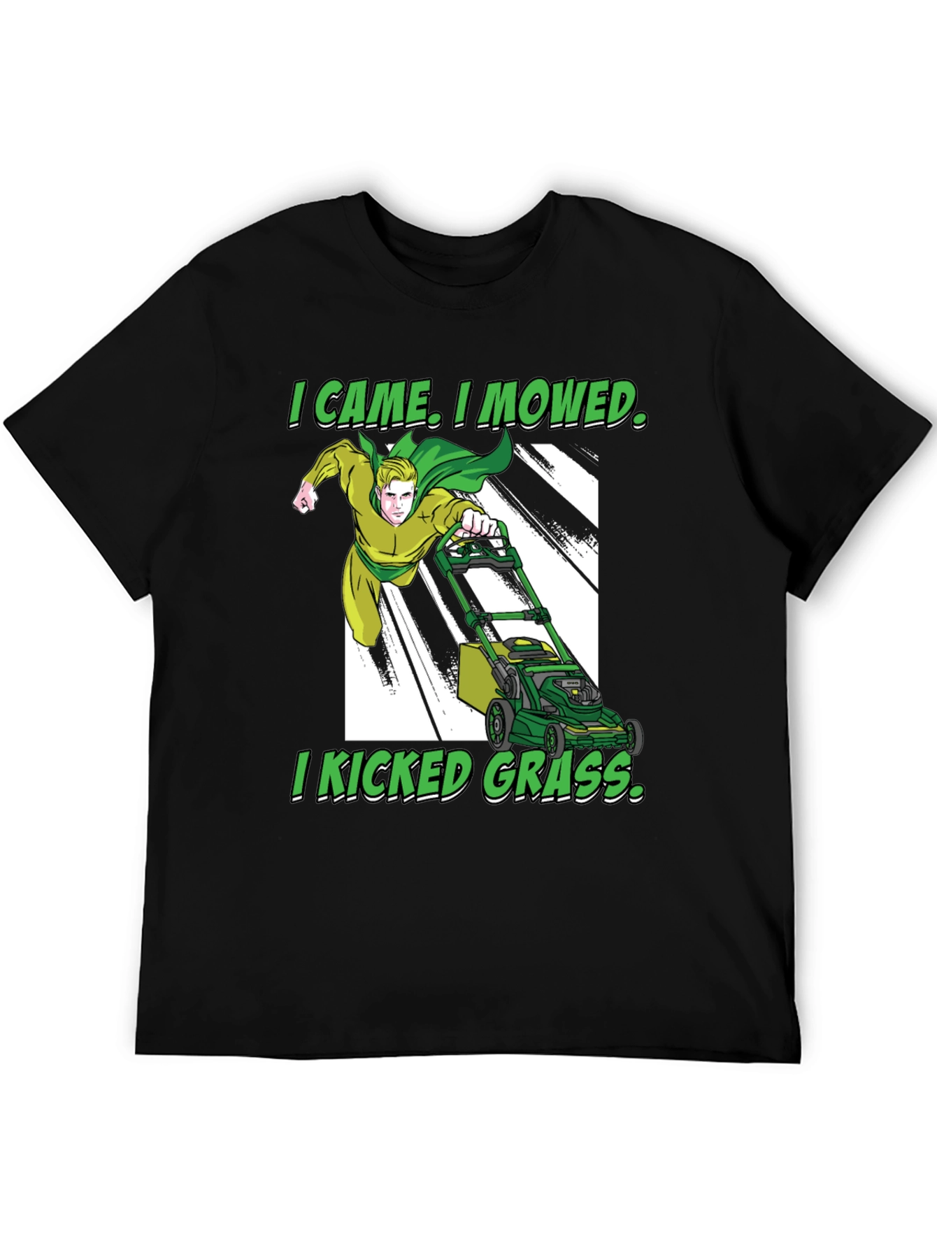 Black I Came I Mowed T-Shirt, Lawn Care Humor view 5