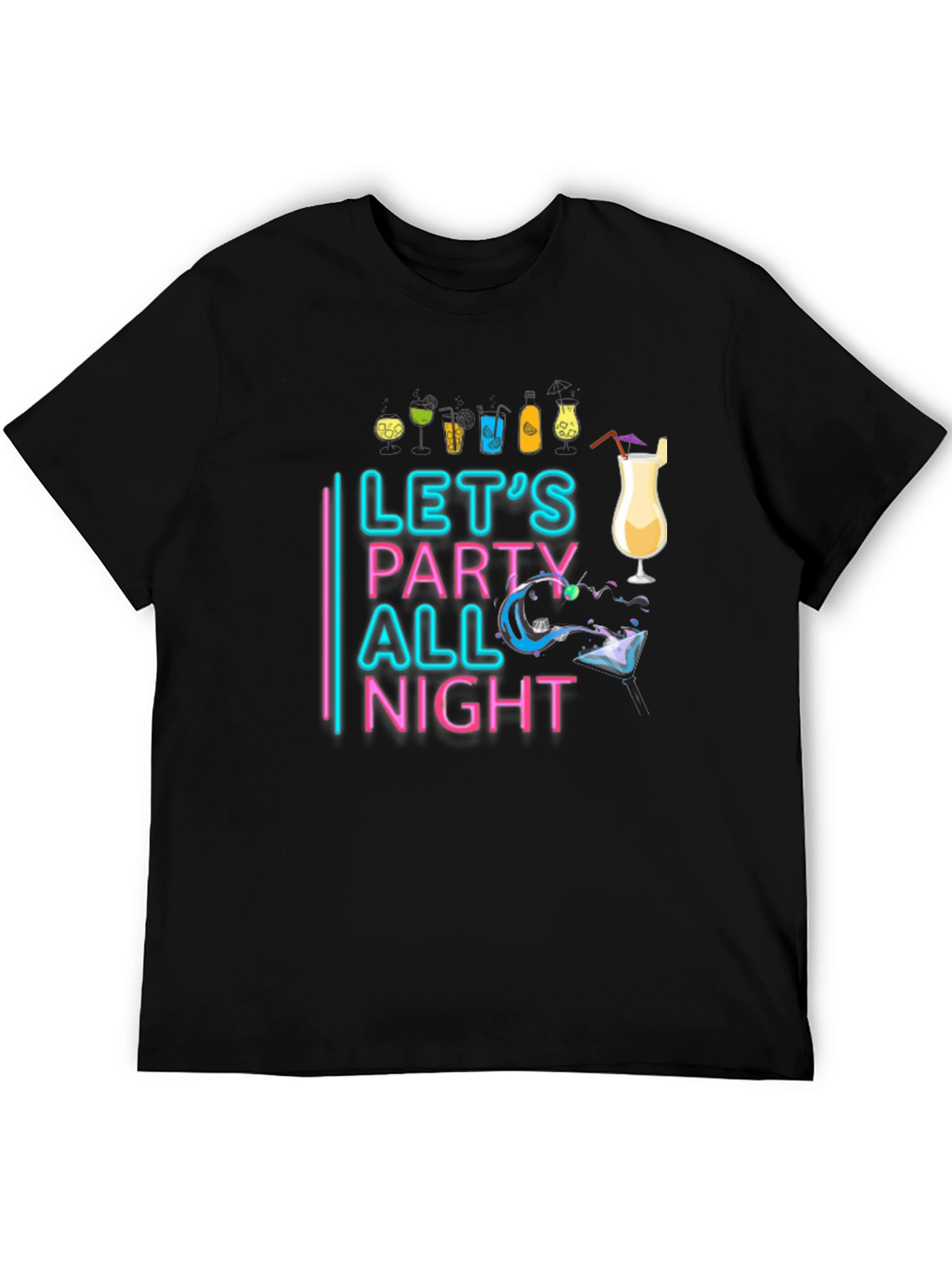 Black Let's Party All Night Black T-Shirt view 5