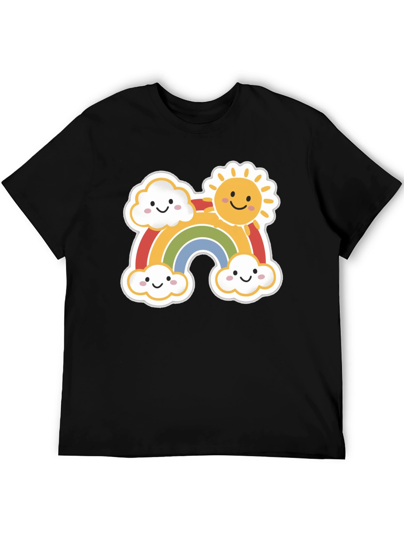Black Cute Rainbow & Sun Graphic Tee - Black Cotton Shirt view 5