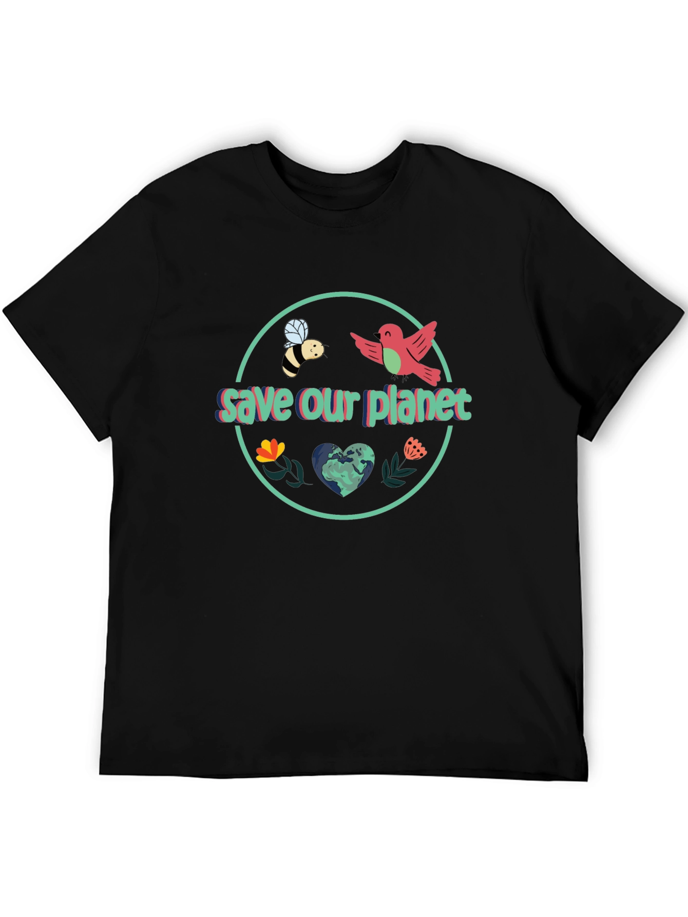 Black Save Our Planet Graphic T-Shirt view 5