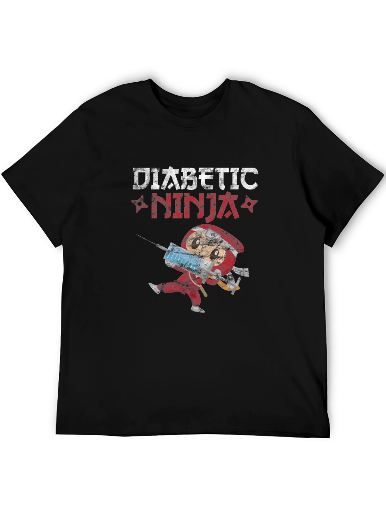 Black Diabetic Ninja Novelty T-Shirt view 5