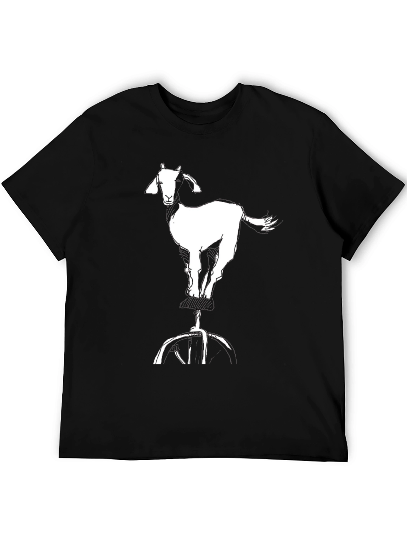 Black Goat on Stool Graphic Tee - Black Cotton T-Shirt view 5