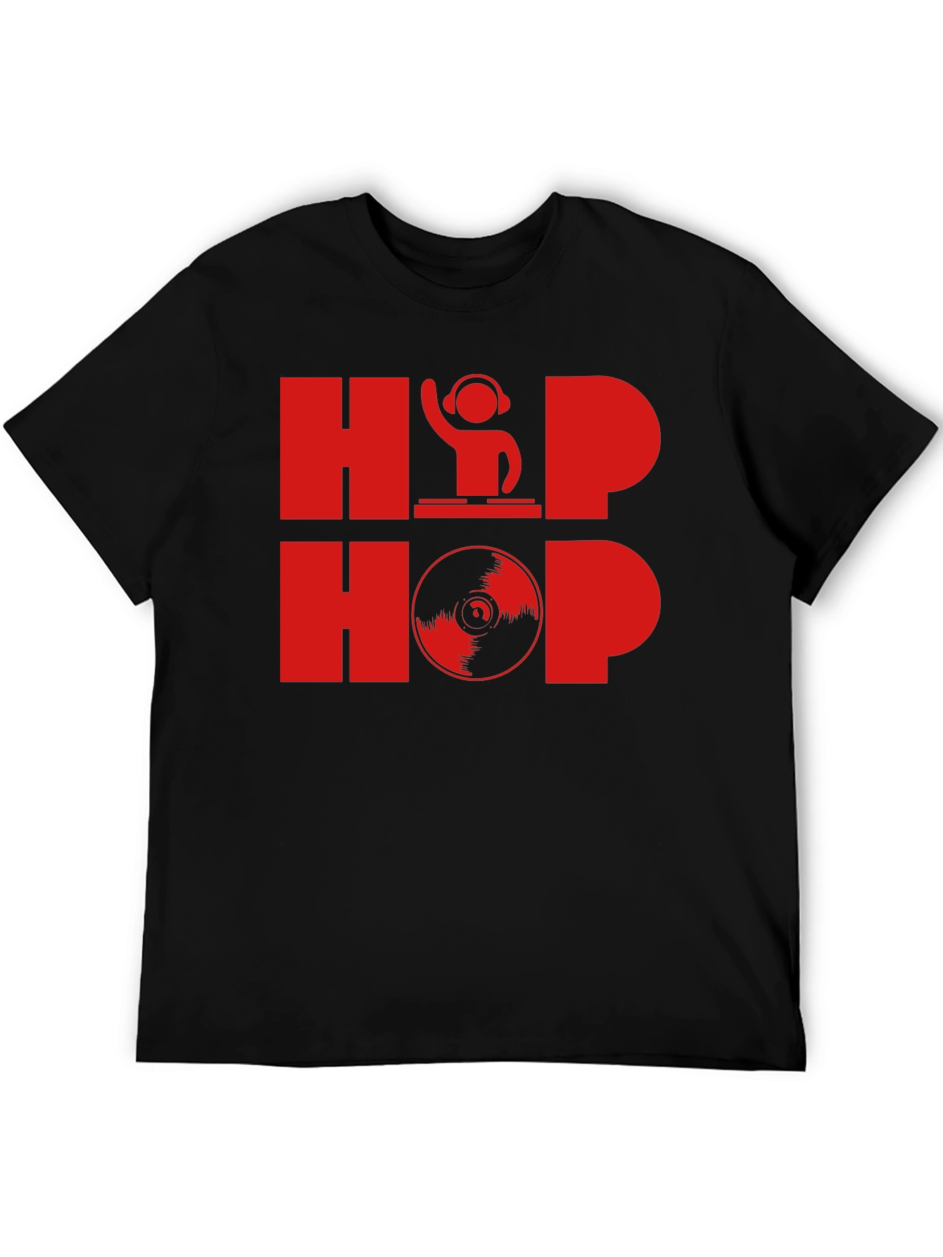 Black Hip Hop DJ Graphic T-Shirt - Black view 5