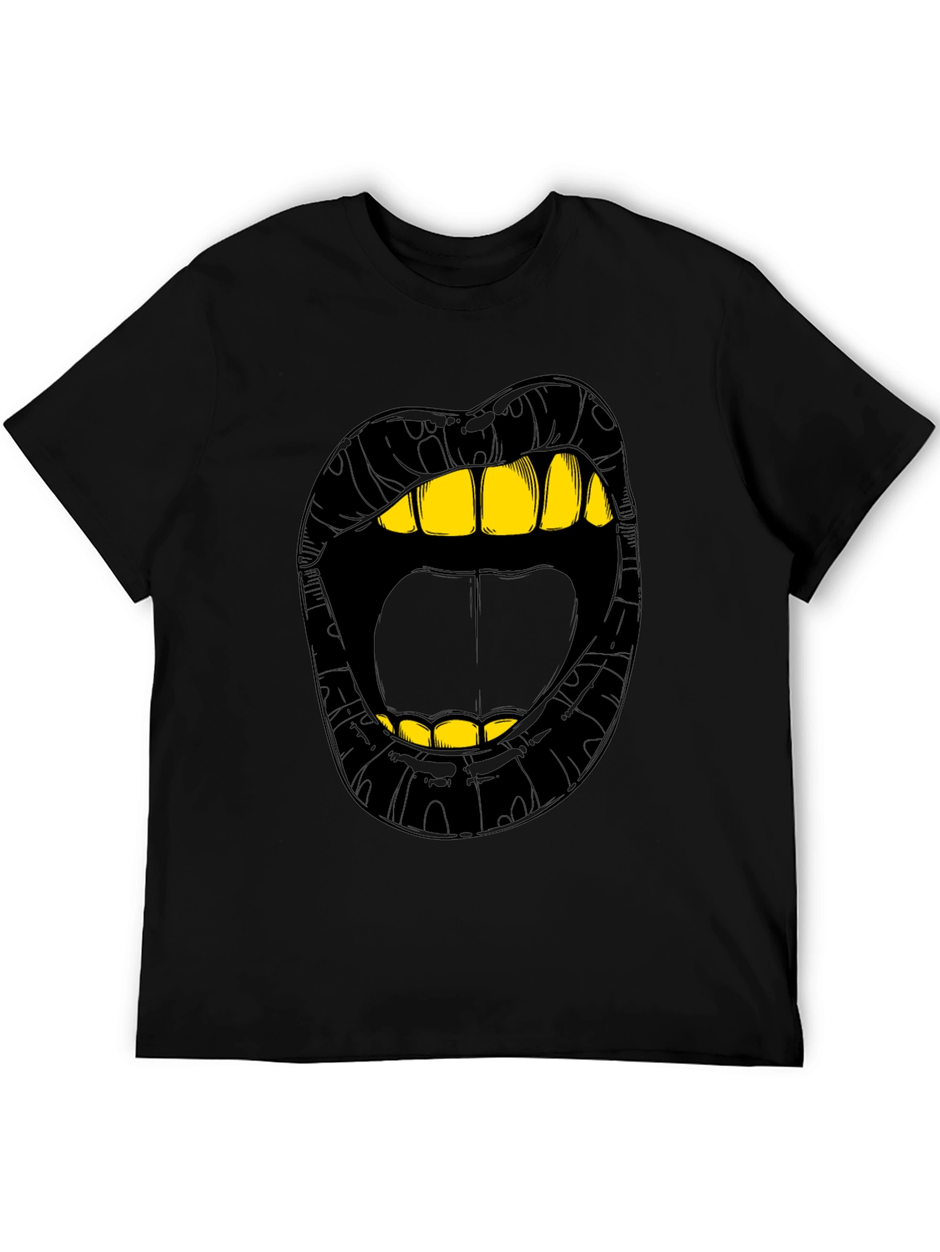Black Bold Lip Graphic Tee - Gold Teeth Black Shirt view 5