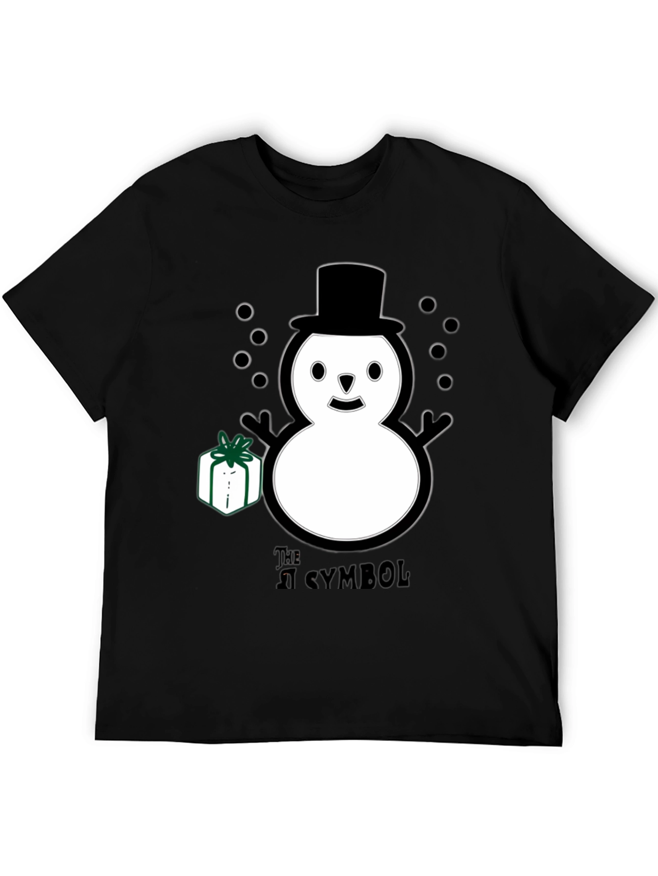 Black Whimsical Snowman T-Shirt view 5