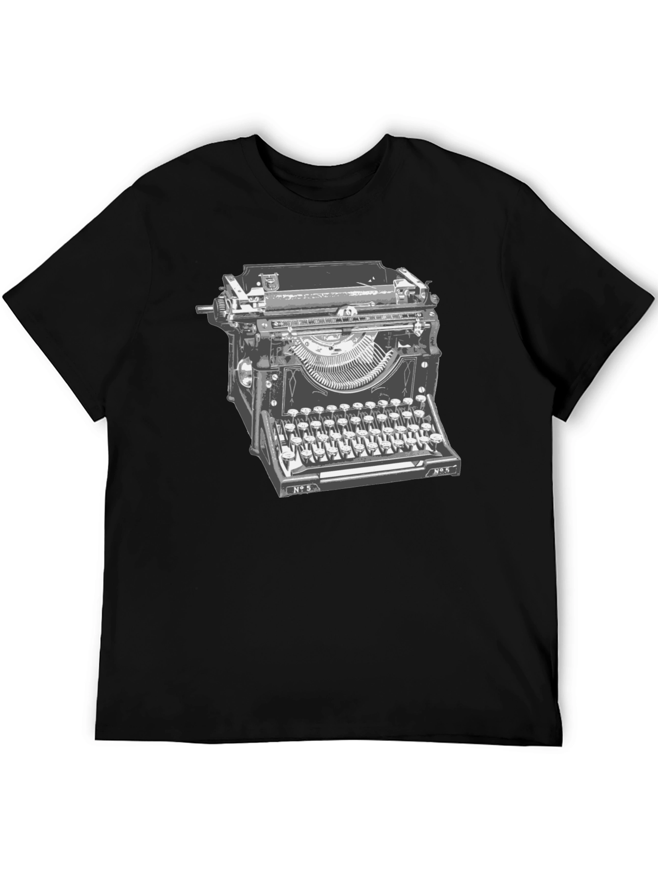Black Vintage Typewriter Graphic T-Shirt - Classic Writer Tee view 5