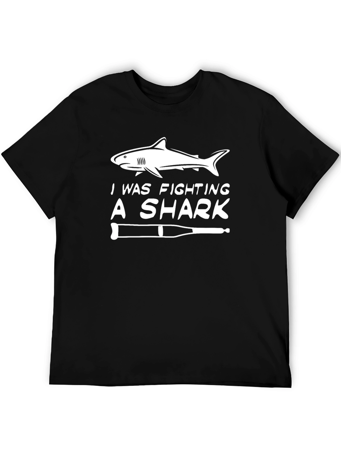 Black Funny Shark Fighting Injury T-Shirt view 5