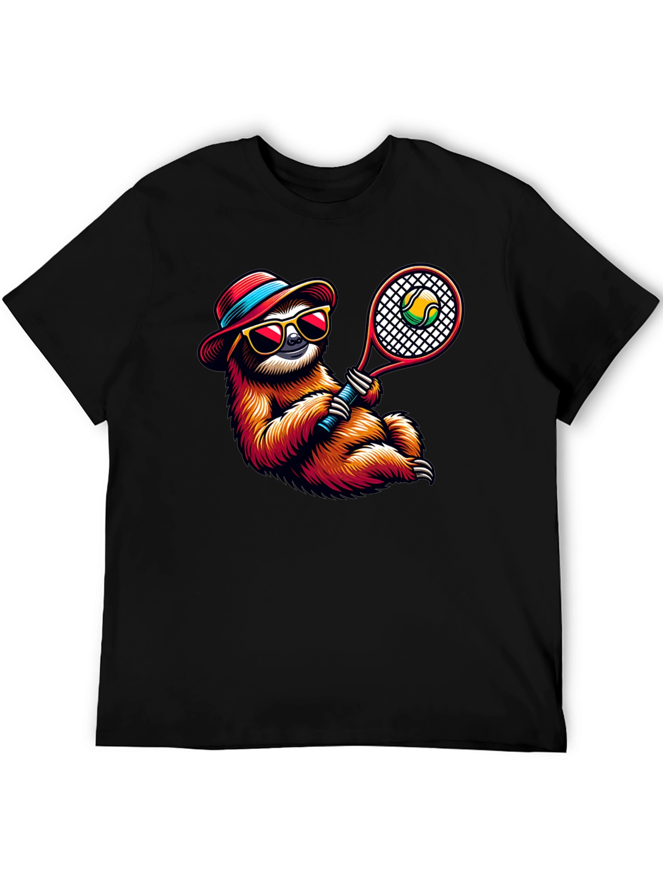 Black Tennis Sloth Graphic Tee - Cool & Casual! view 5