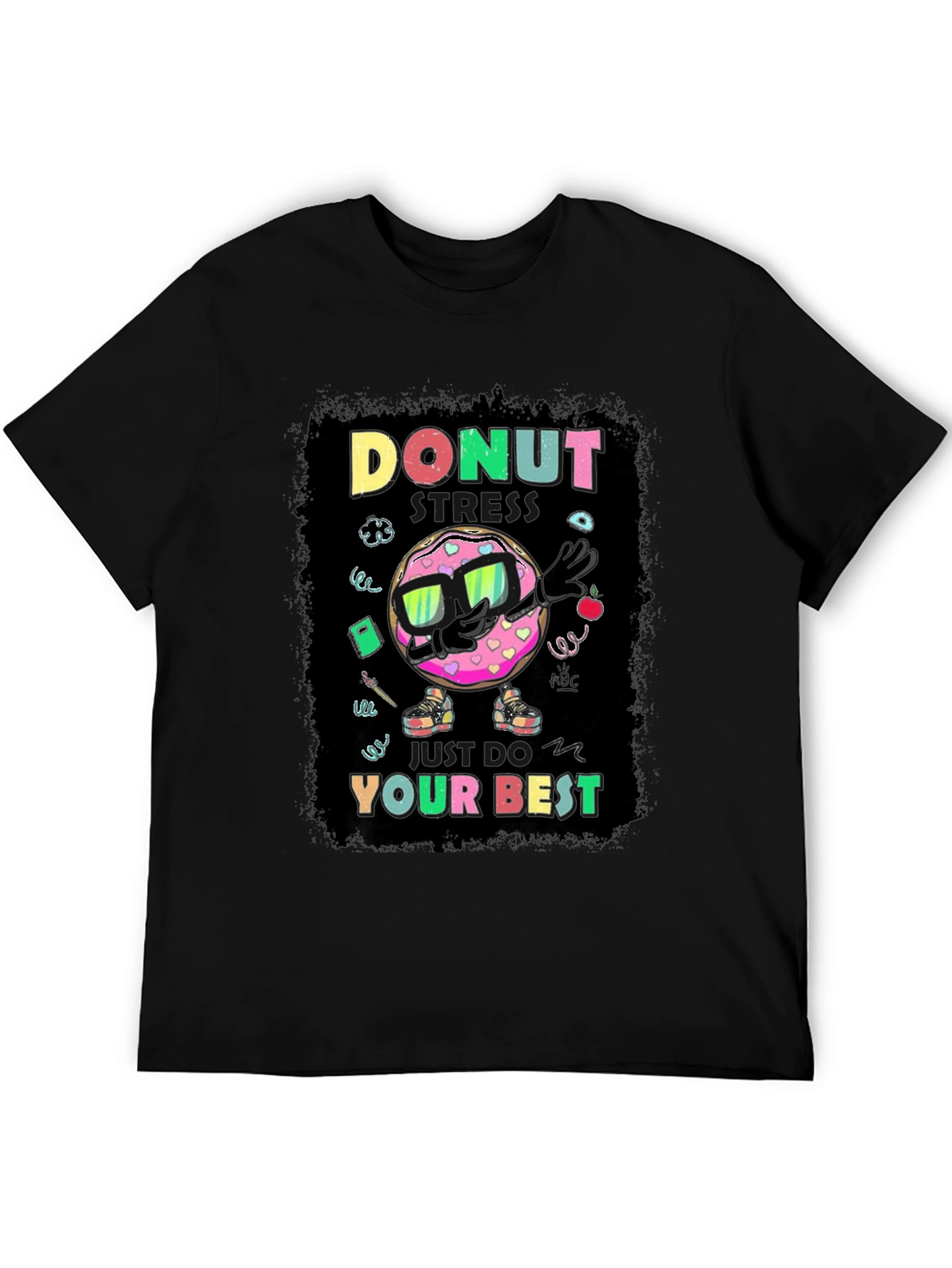 Black Donut Stress T-Shirt - Funny Motivational Tee view 5