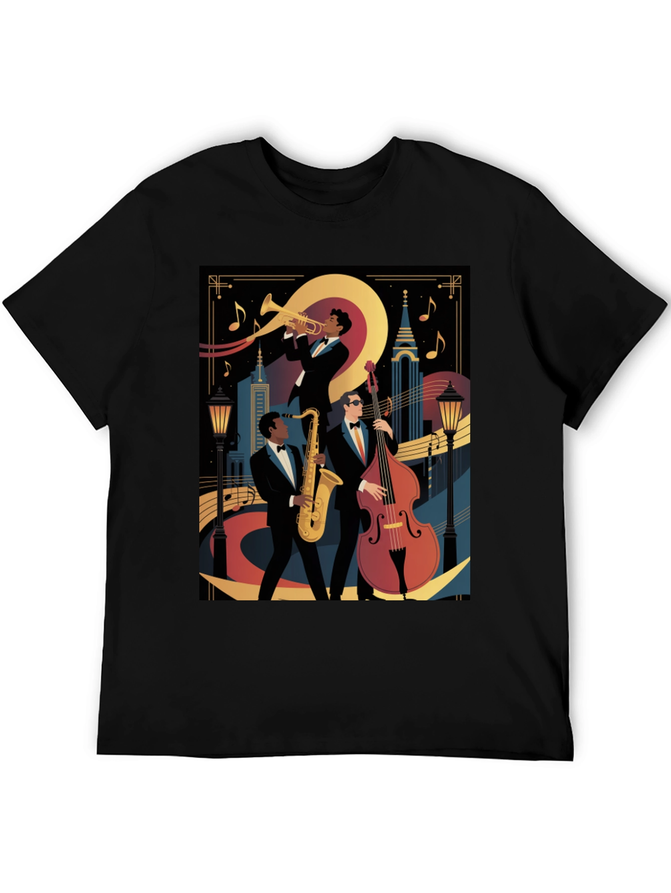 Black Jazz Band Graphic Black T-Shirt view 5