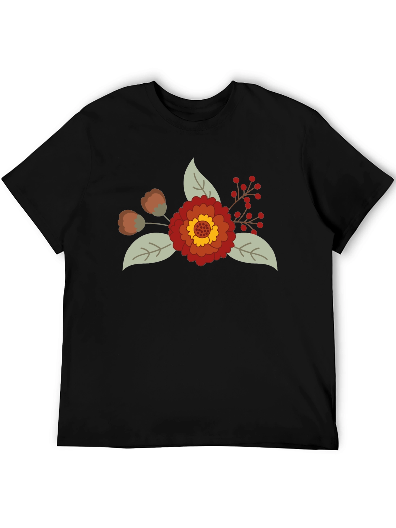 Black Floral Graphic Tee - Black Cotton Blend view 5