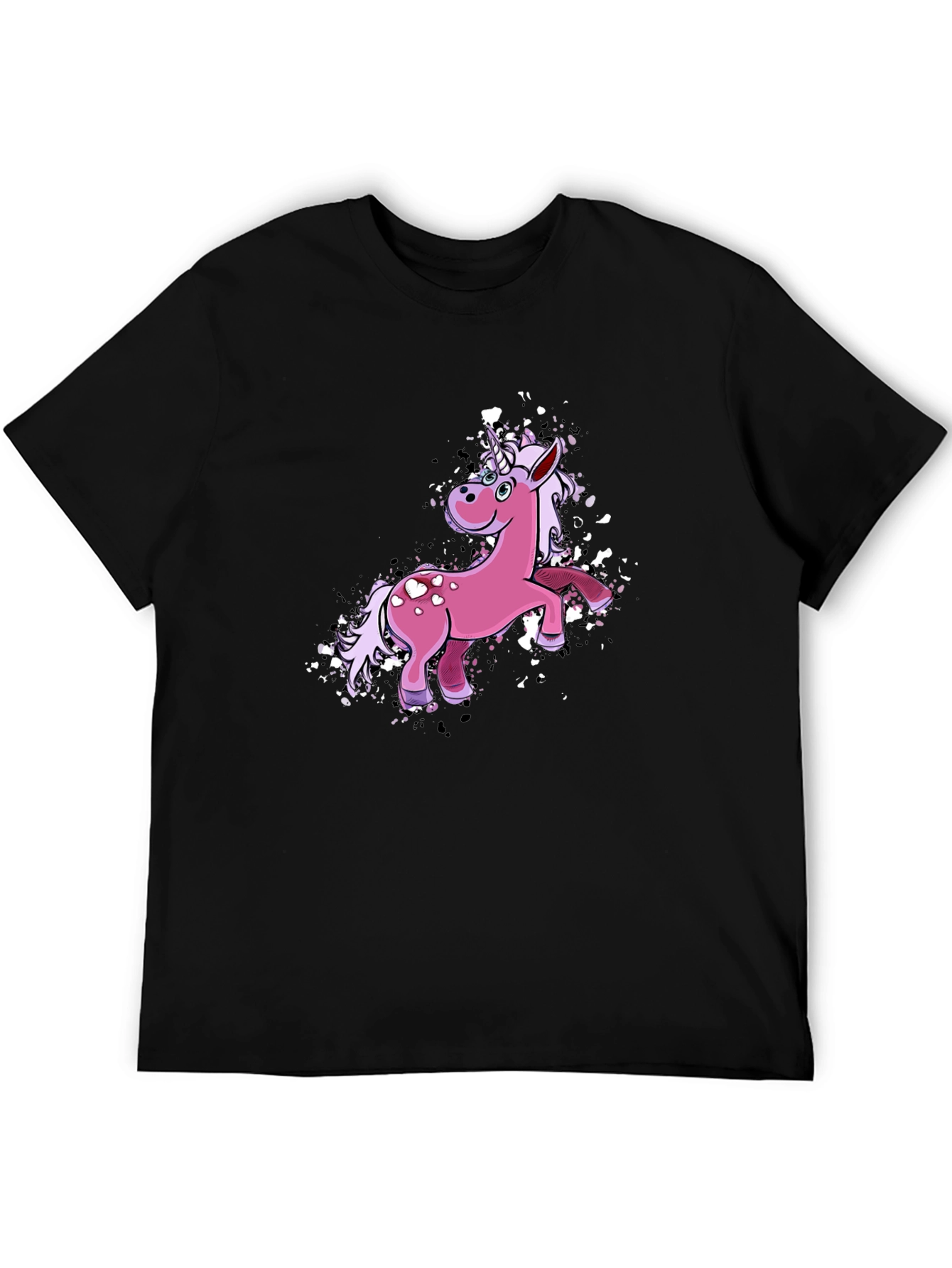 Black Unicorn Graphic Tee - Black Cotton Blend T-Shirt view 5