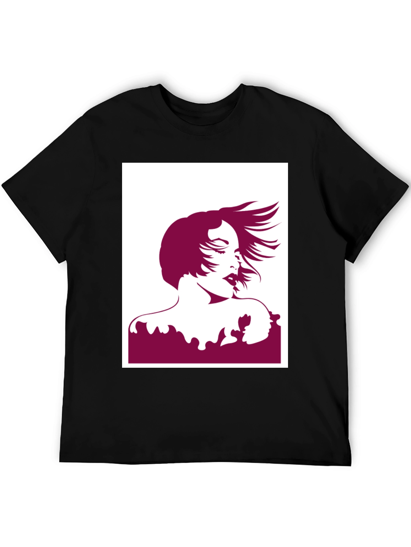 Black Silhouette Graphic Tee - Black Cotton Blend view 5