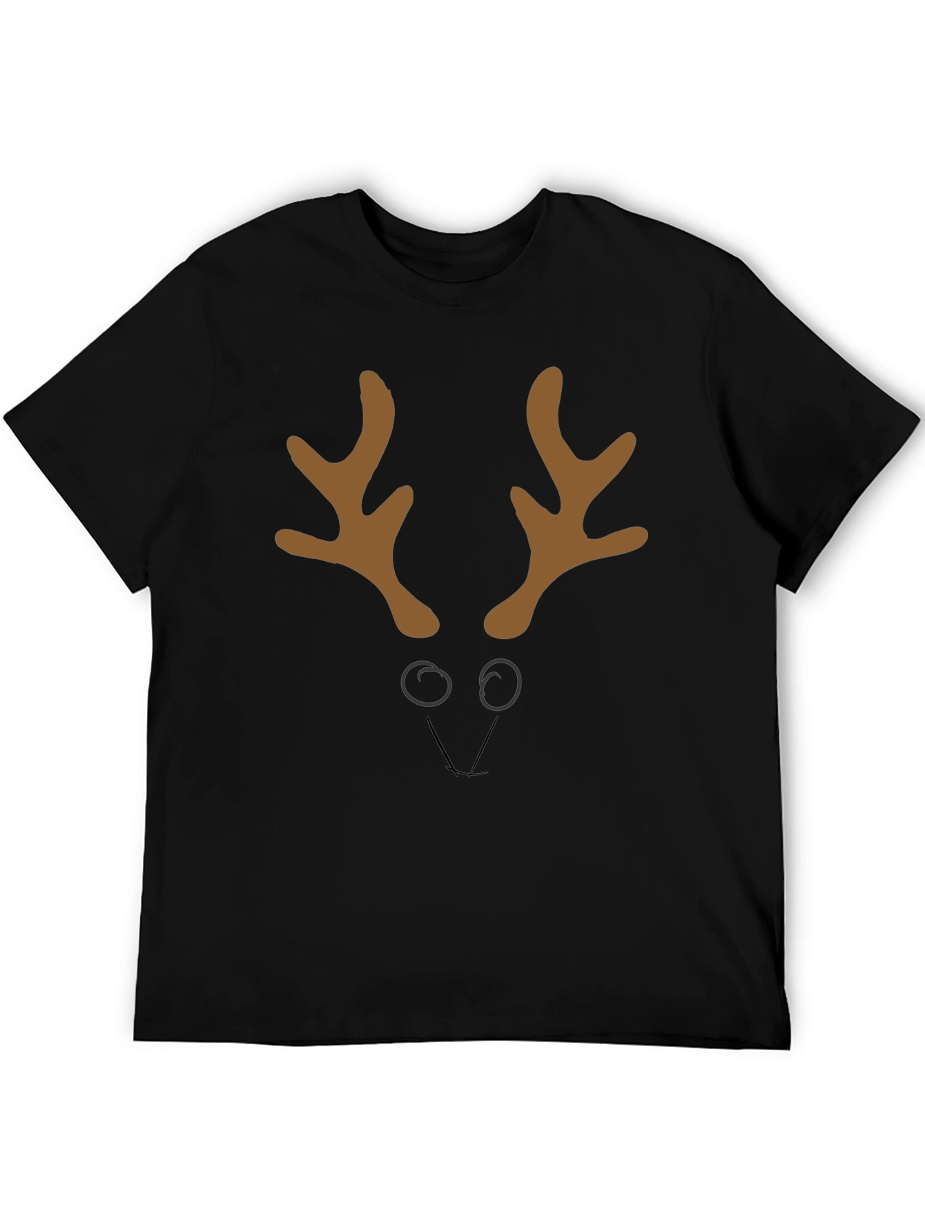 Black Reindeer Face Graphic Tee - Holiday Style view 5