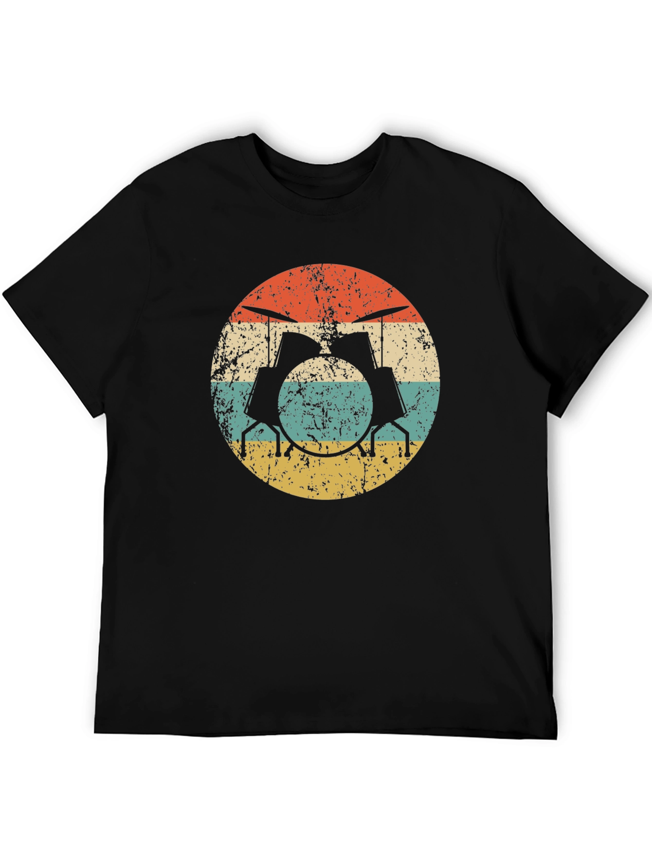 Black Vintage Drum Set Graphic Tee - Black view 5