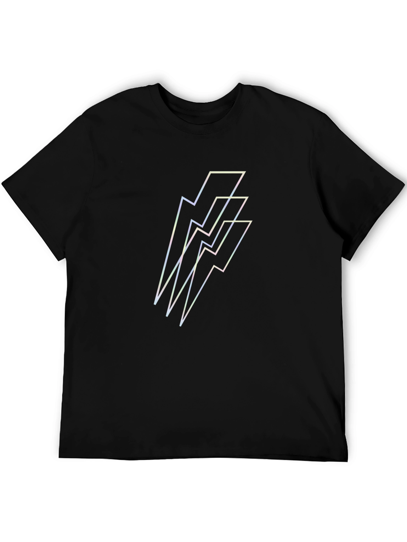 Black Lightning Bolt Graphic Black T-Shirt view 5