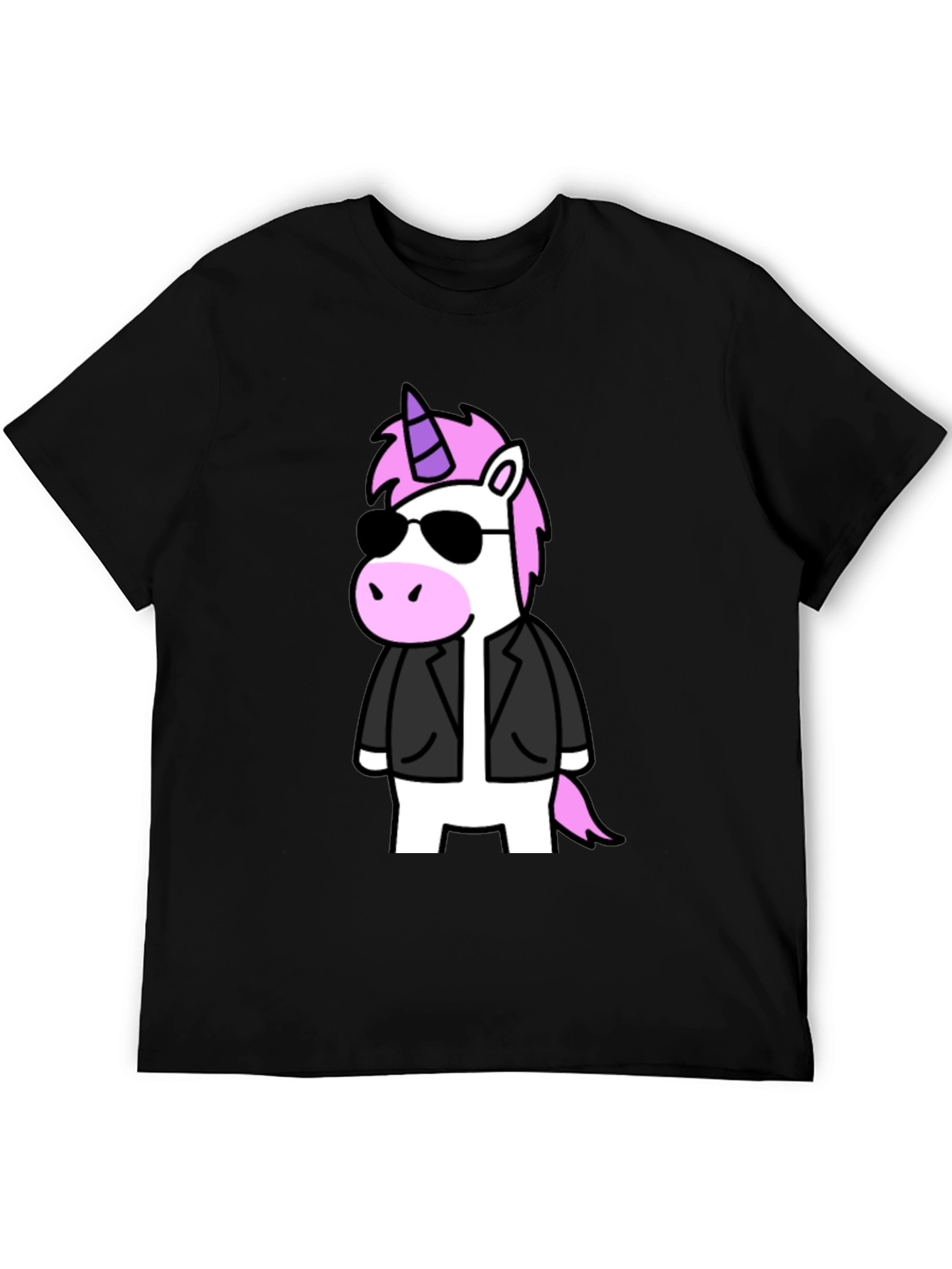 Black Cool Unicorn Graphic T-Shirt - Black view 5